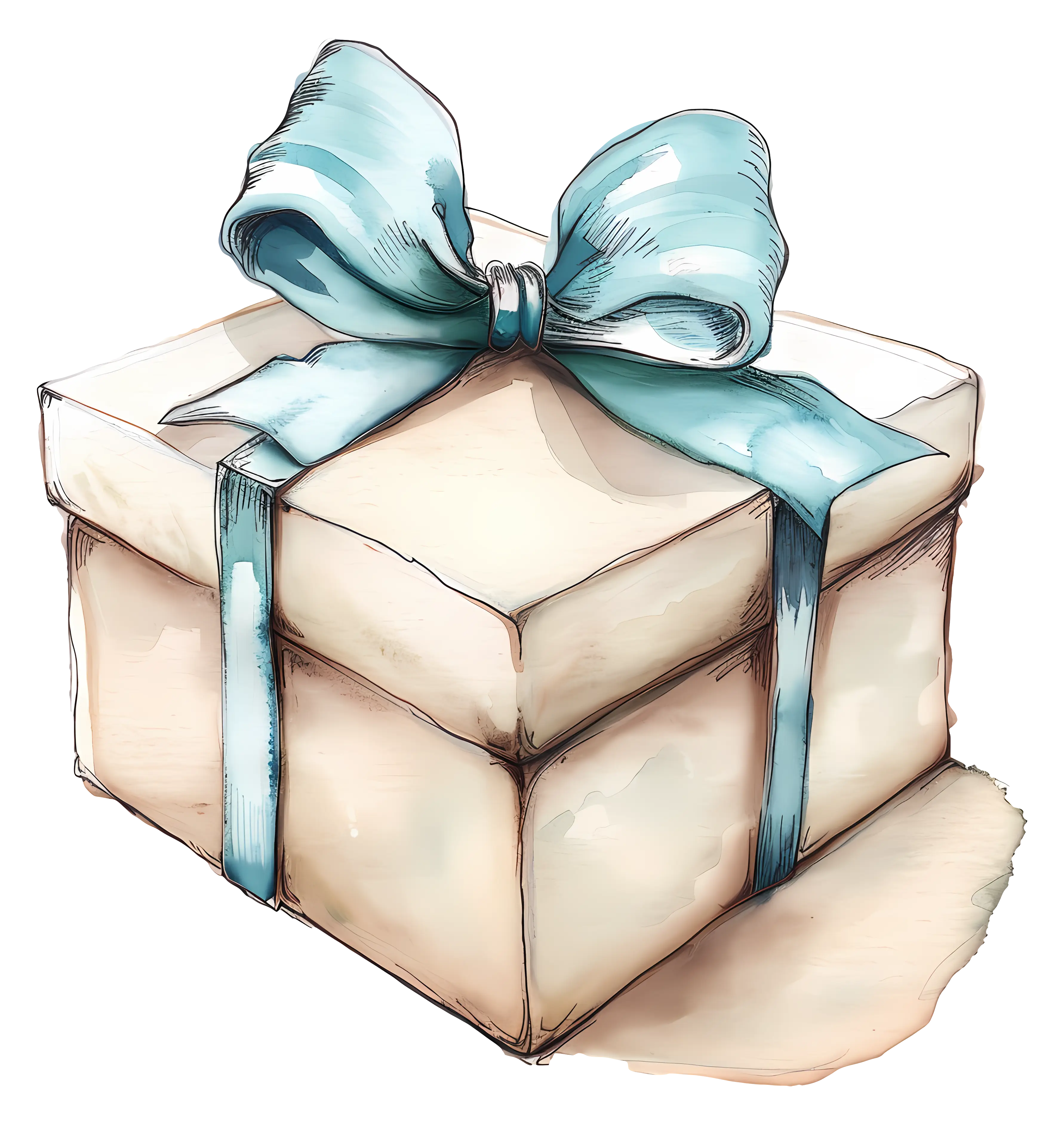 Gift Box with Blue Ribbon Bow