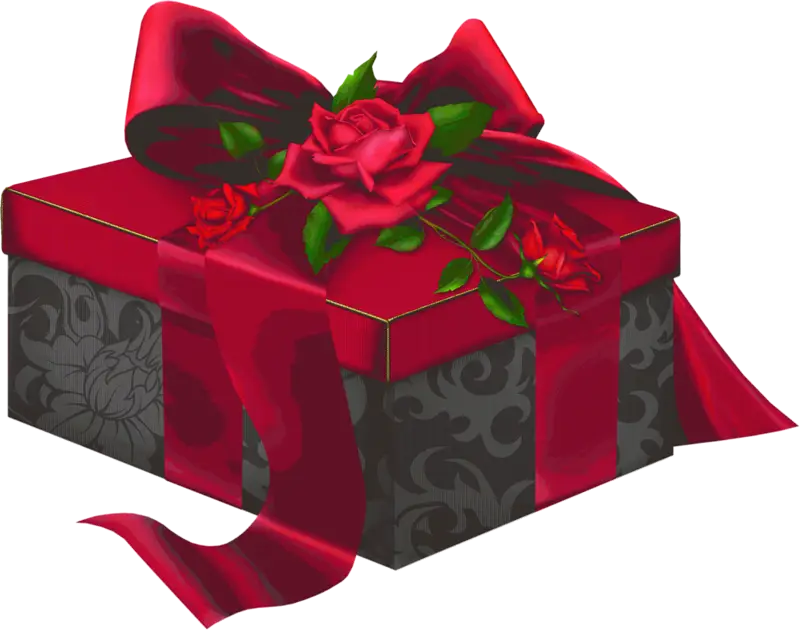 Romantic Red Gift Box Decorated with Roses