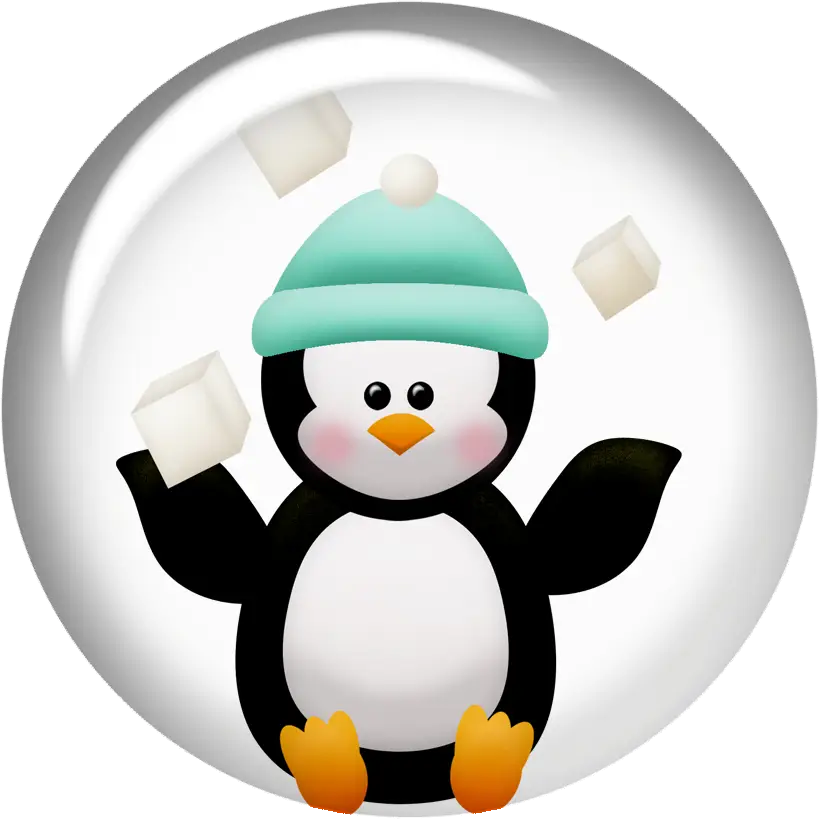 Adorable Penguin in a Snow Globe Cartoon Illustration