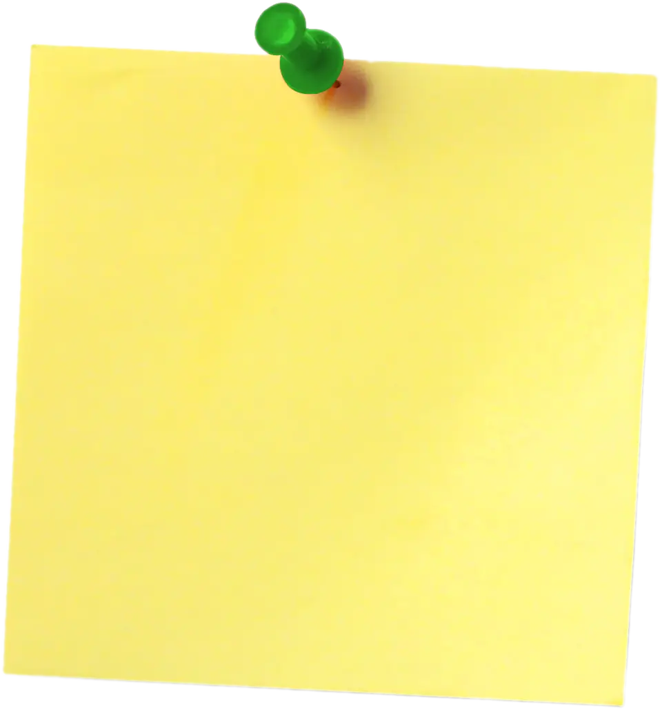 Yellow Sticky Note with Green Pin
