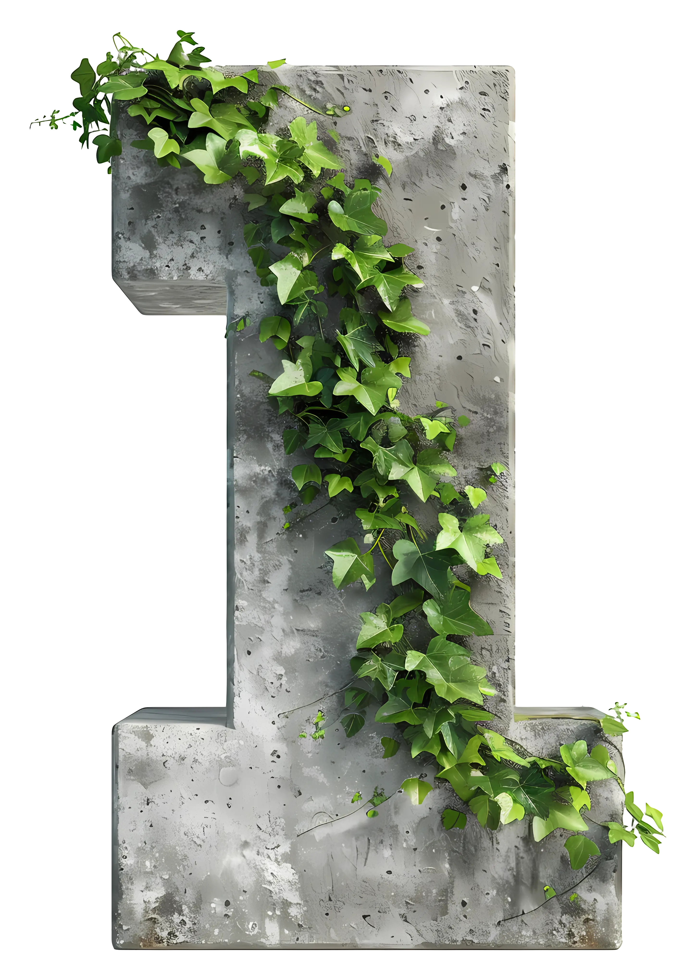 Concrete Number 1 with Ivy Vine Design