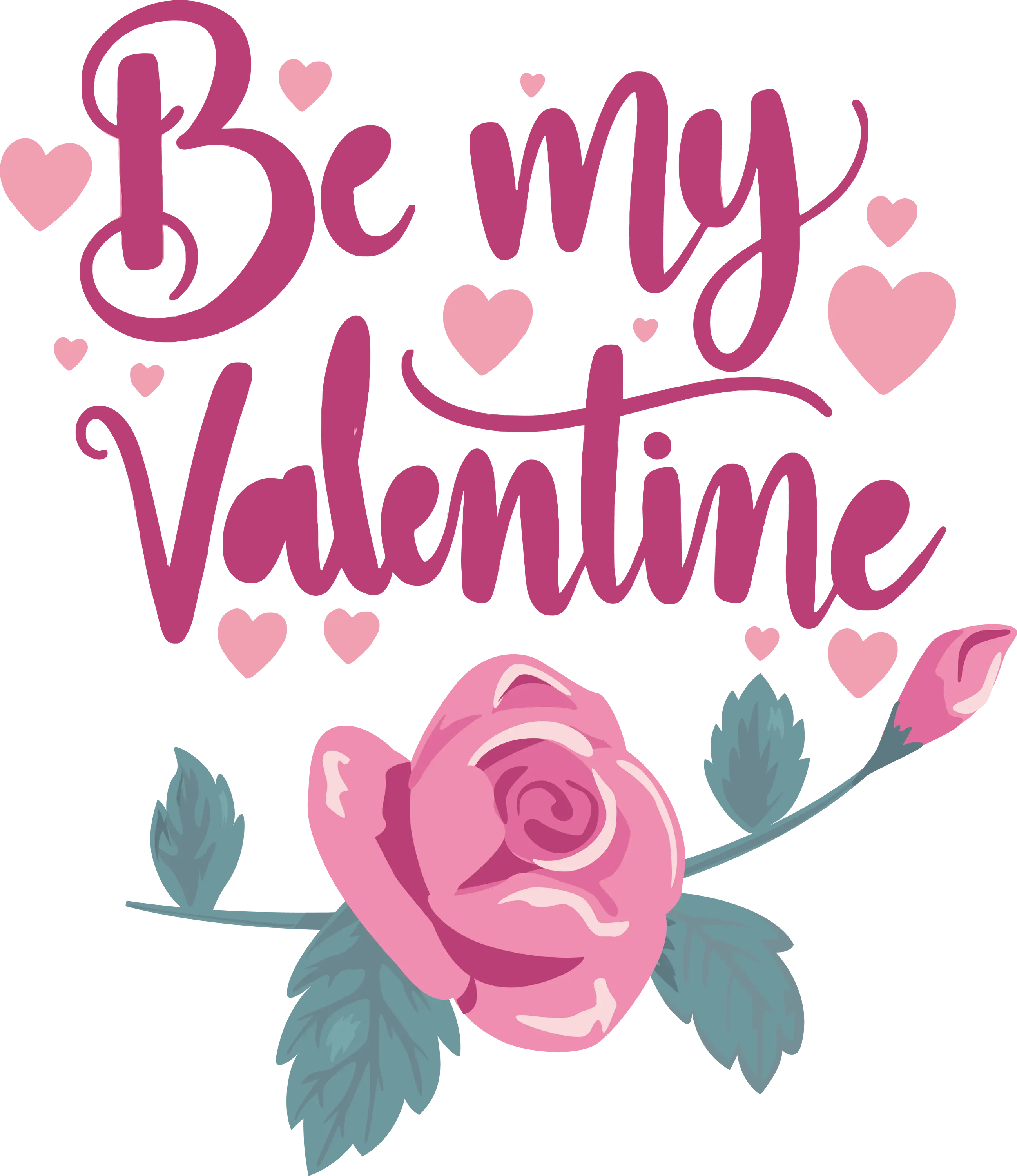 Romantic Floral Be My Valentine Text