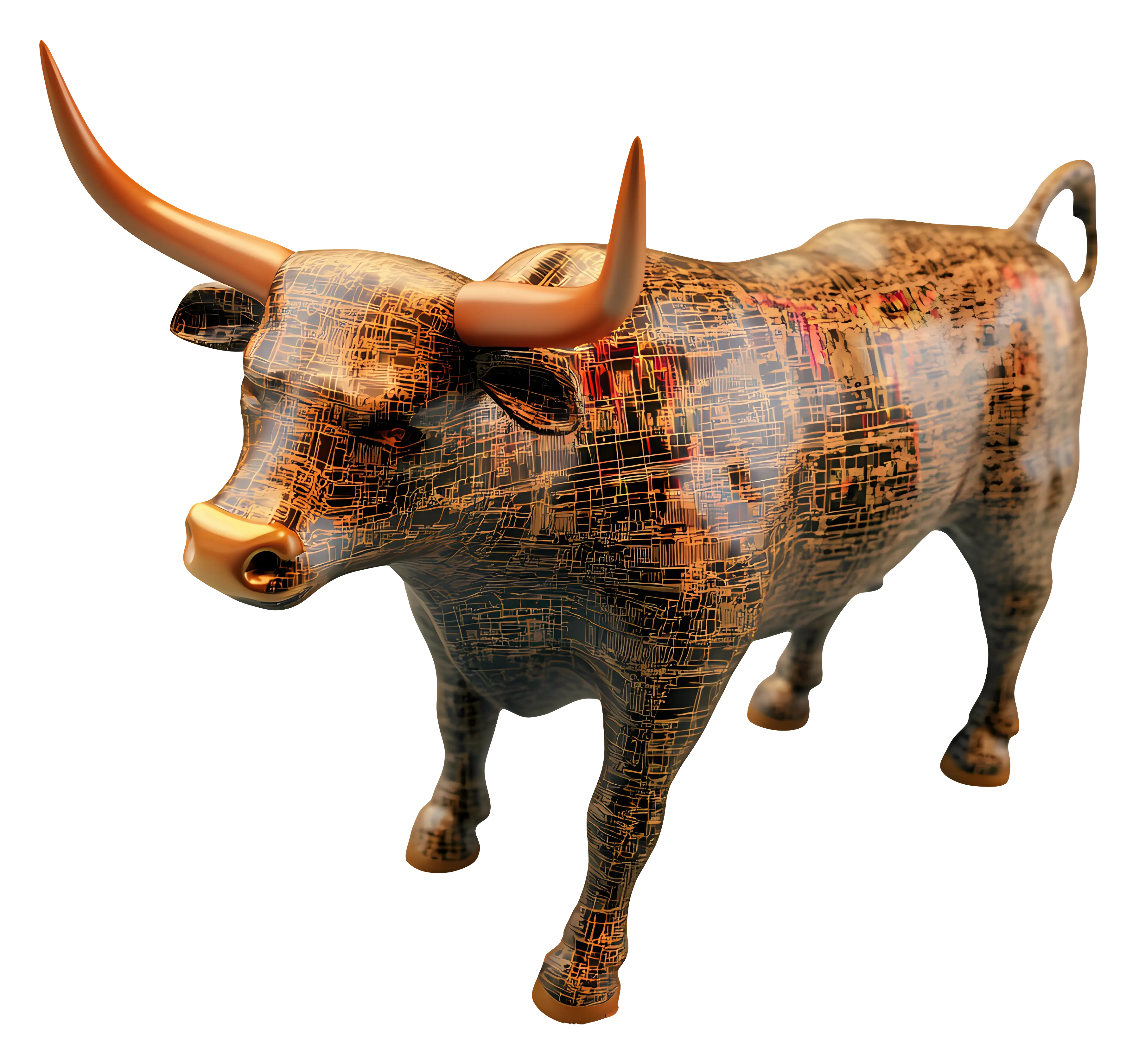 Bull Sculpture with Textured Surface