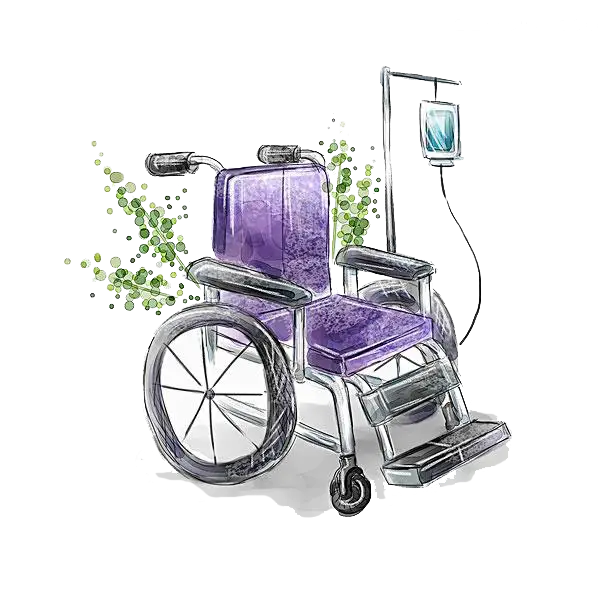 Wheelchair with IV Stand