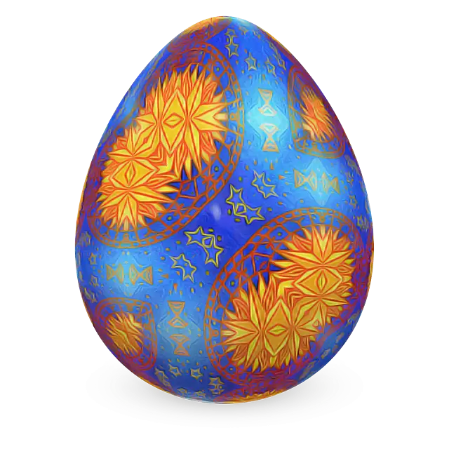 Decorative Blue Easter Egg with Patterns