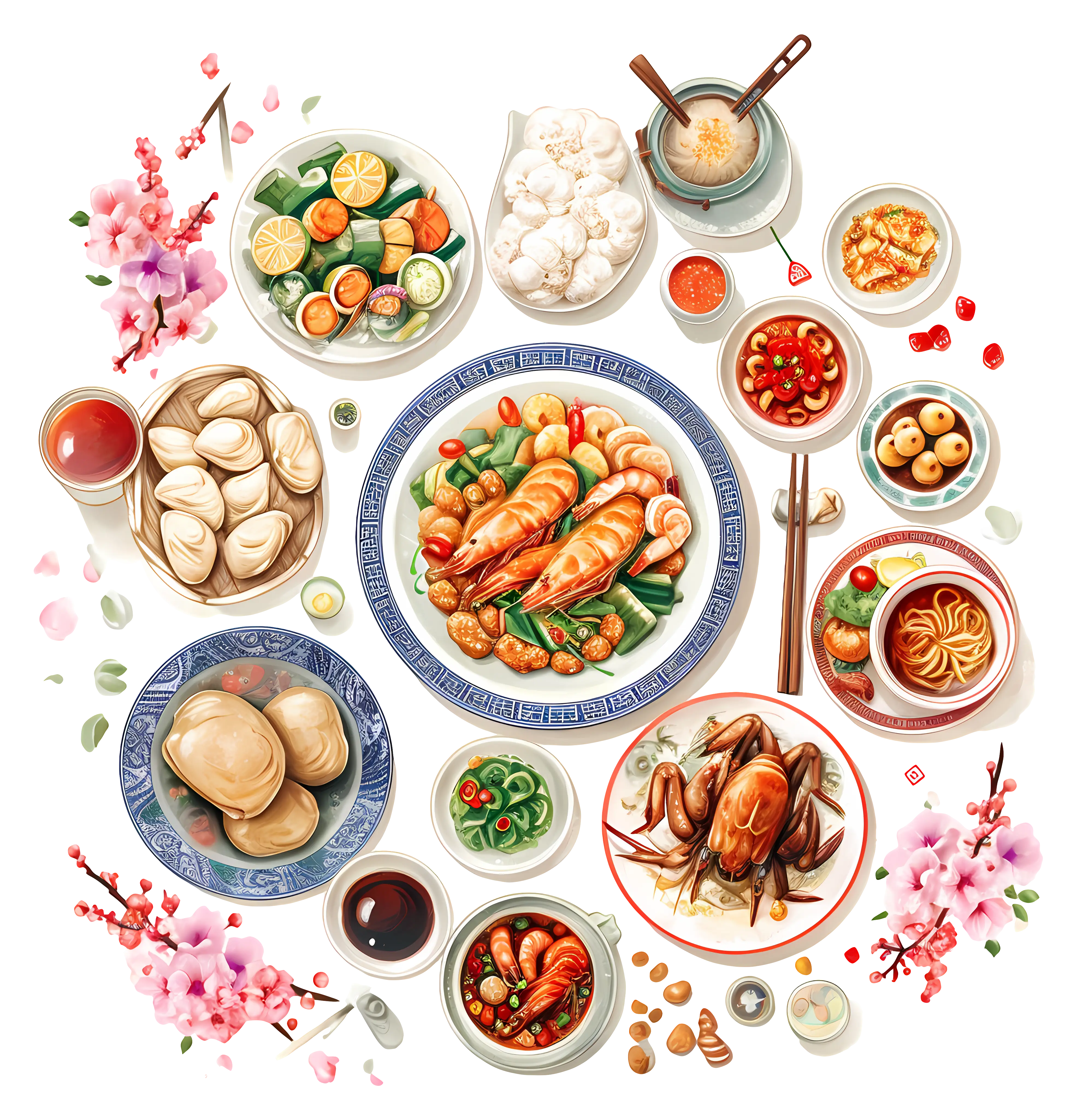 Sumptuous Chinese Food Spread
