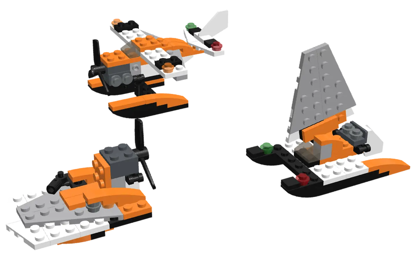 Orange and Black Lego Models