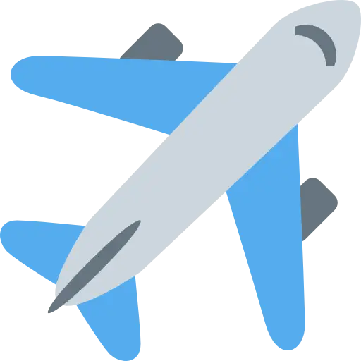 Blue Airplane Icon for Travel Illustration