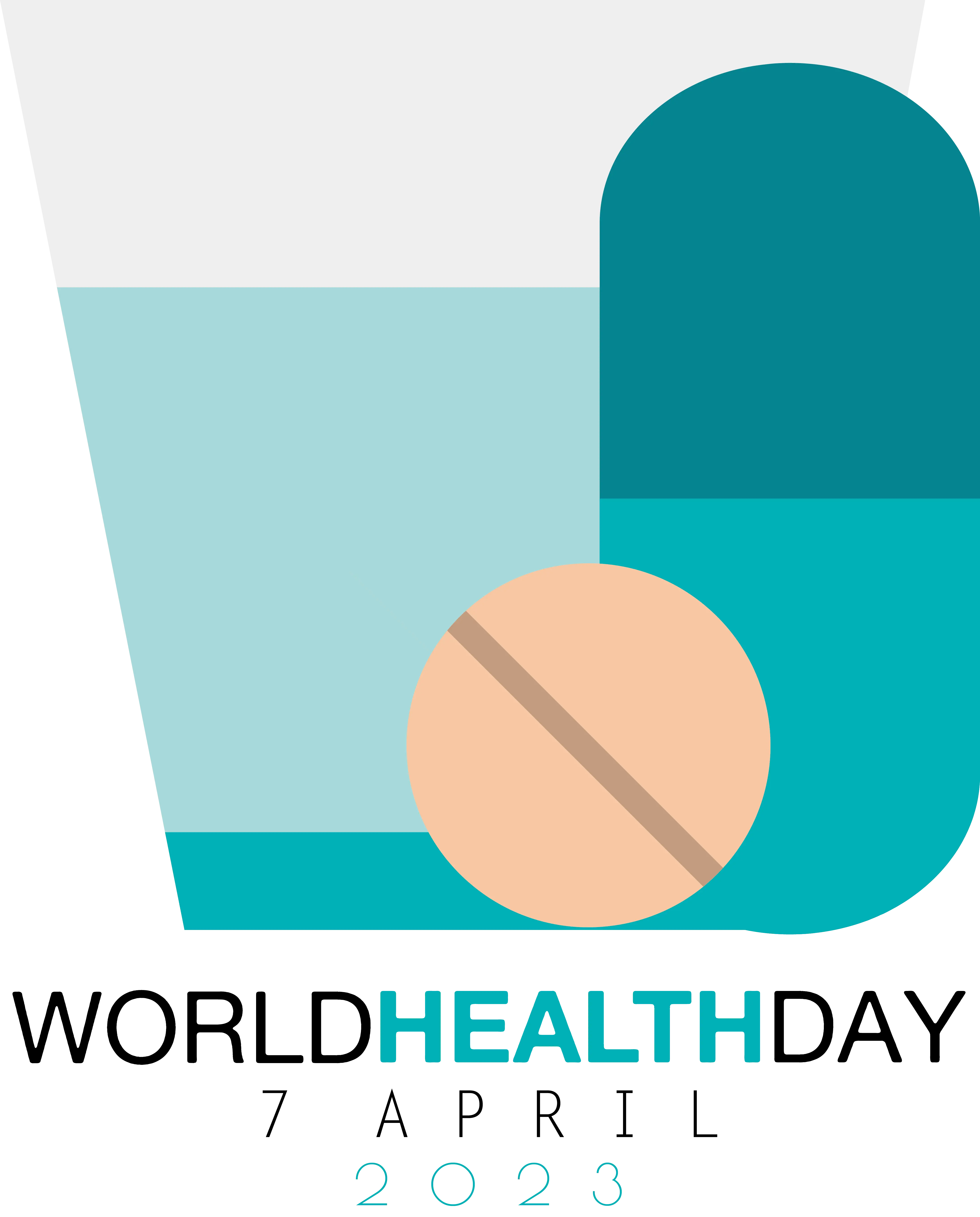Pill and Water Glass for World Health Day