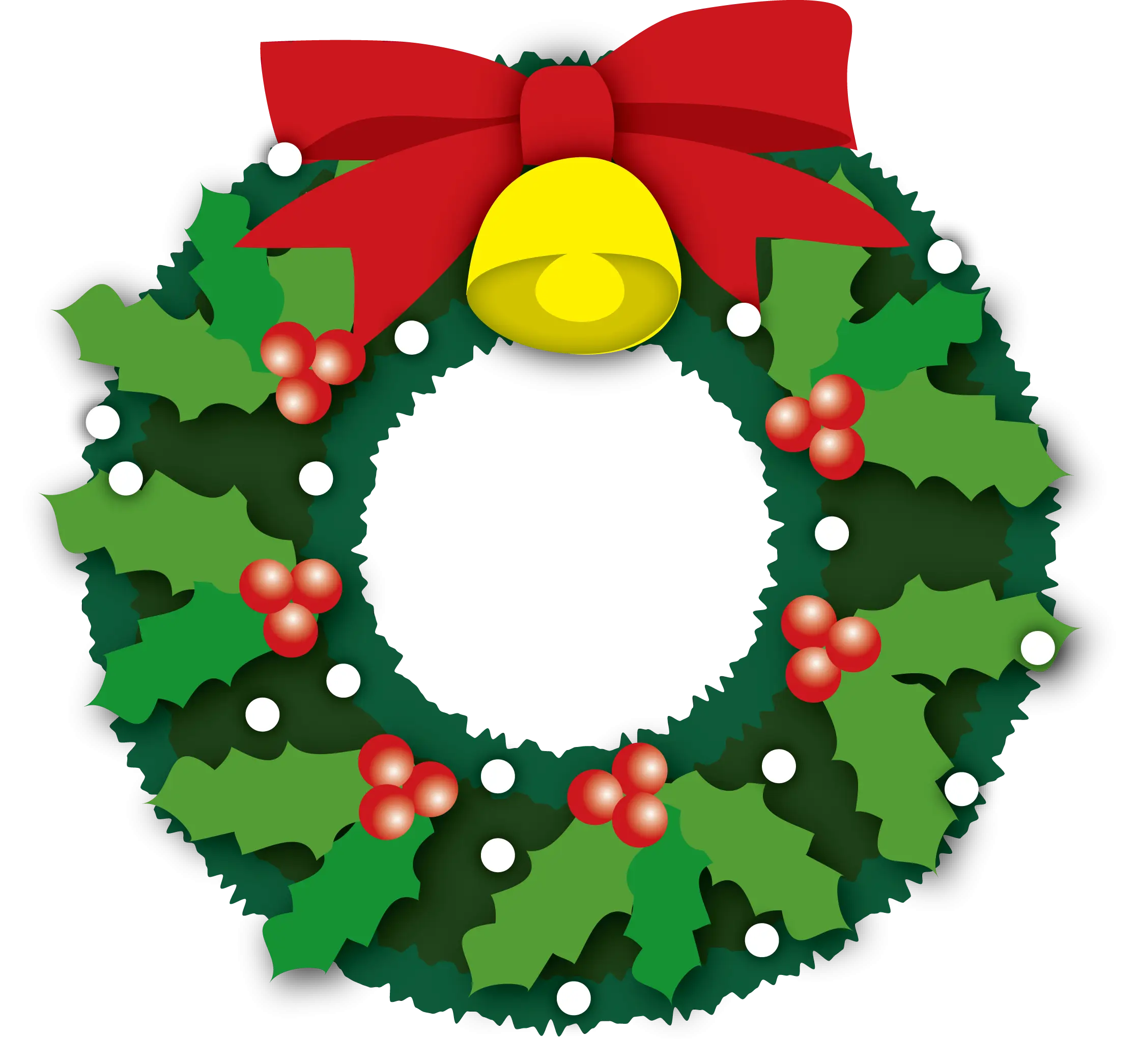 Colorful Christmas Wreath with Holly and Bow