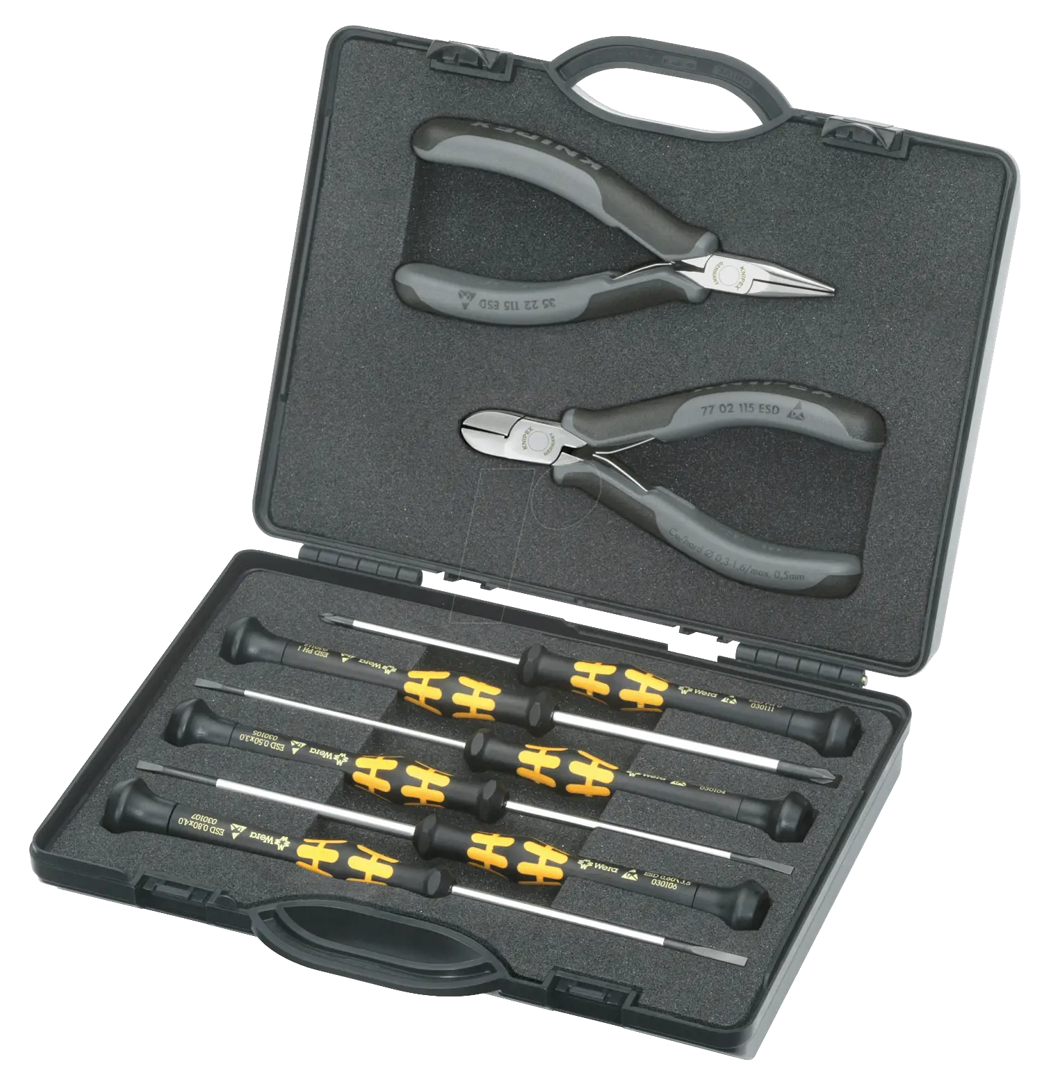 Compact Toolset with Pliers and Screwdrivers in Case
