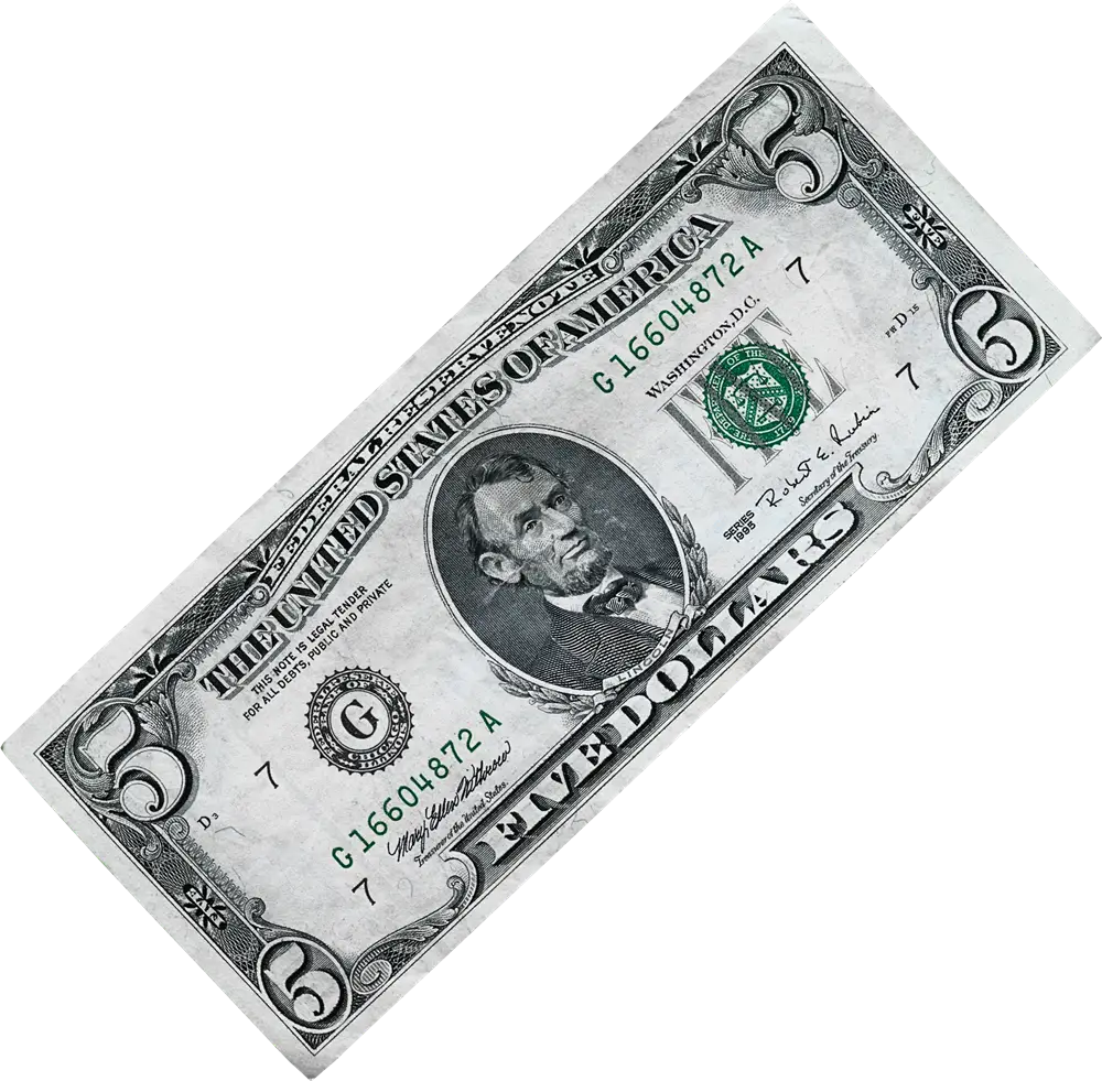 Five-Dollar Bill Icon Illustration