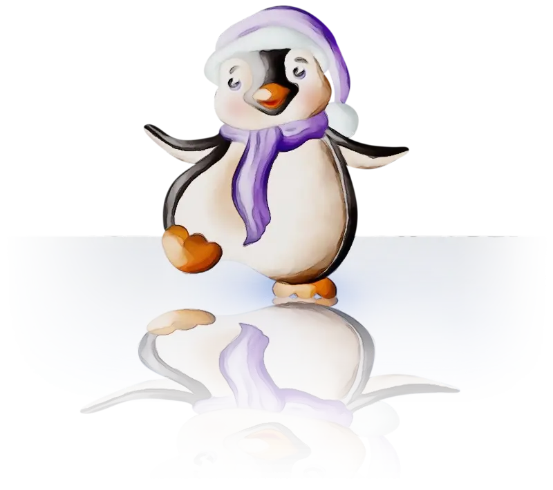 Cute Penguin in Winter Scarf and Hat