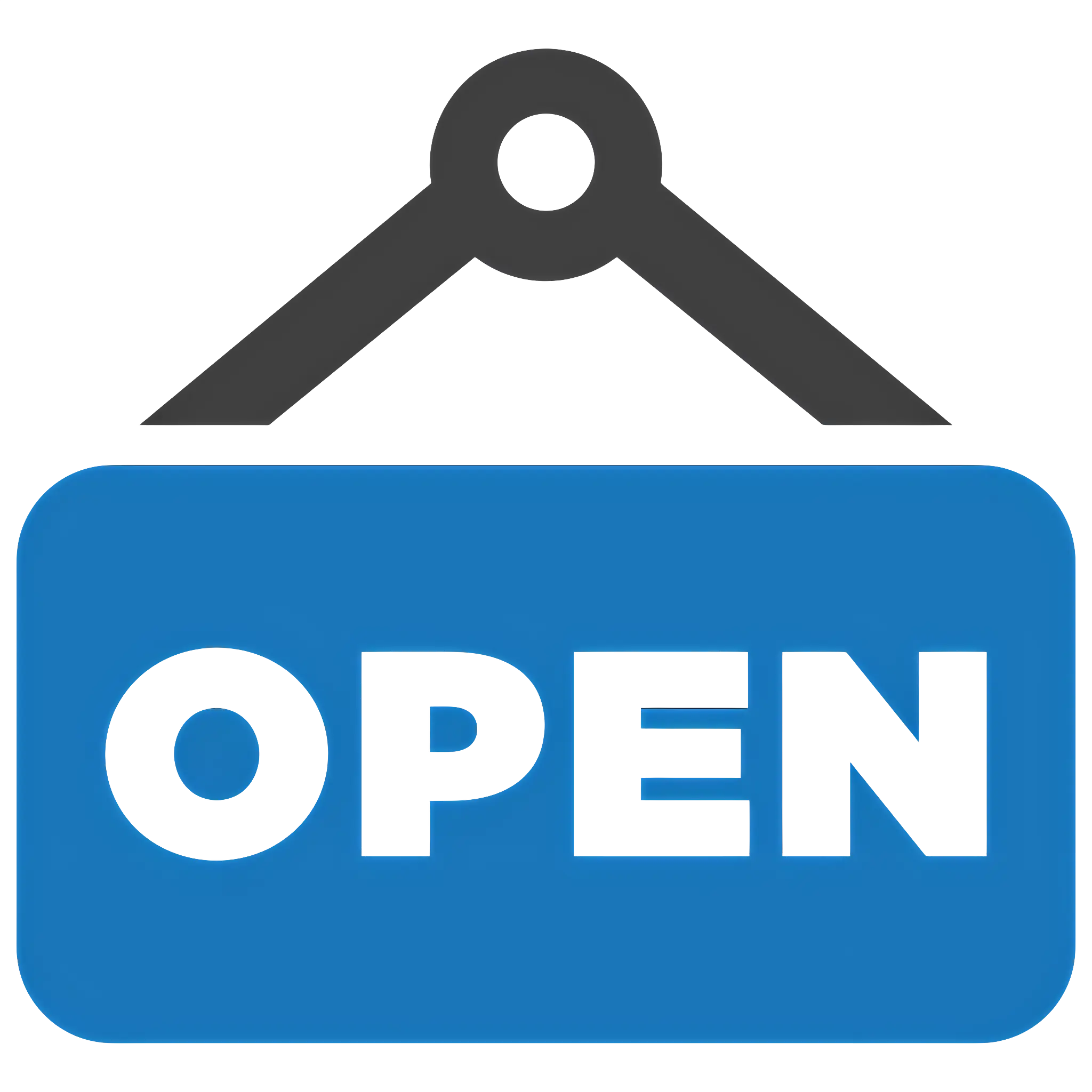 Blue Open Sign for Business