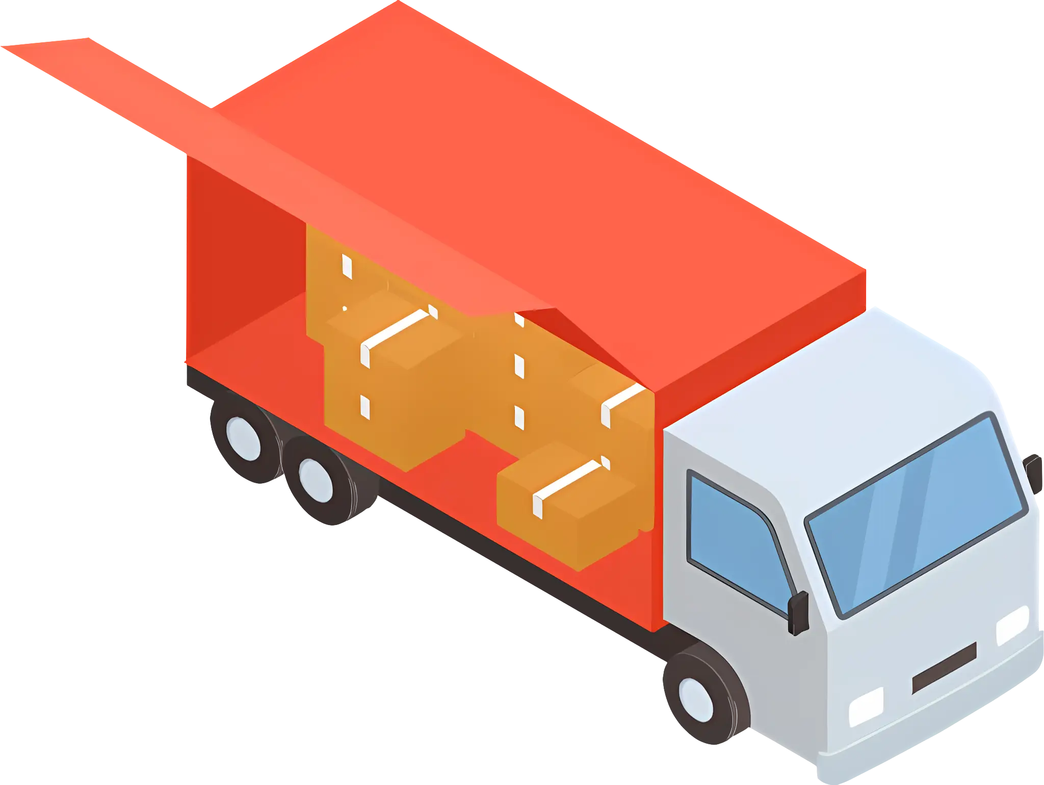 Delivery Truck Carrying Boxes Illustration
