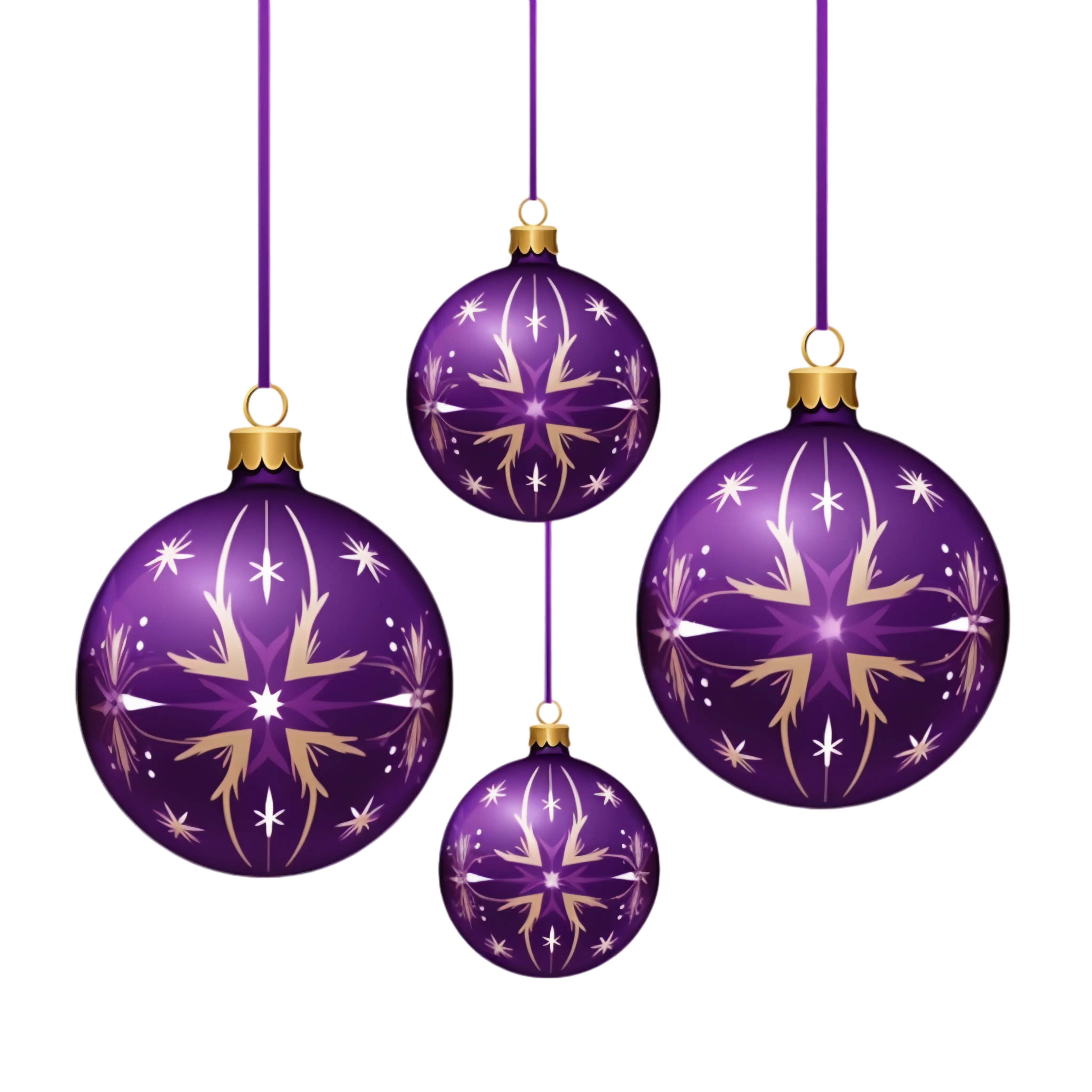 Elegant Purple Christmas Ornaments with Gold Accents