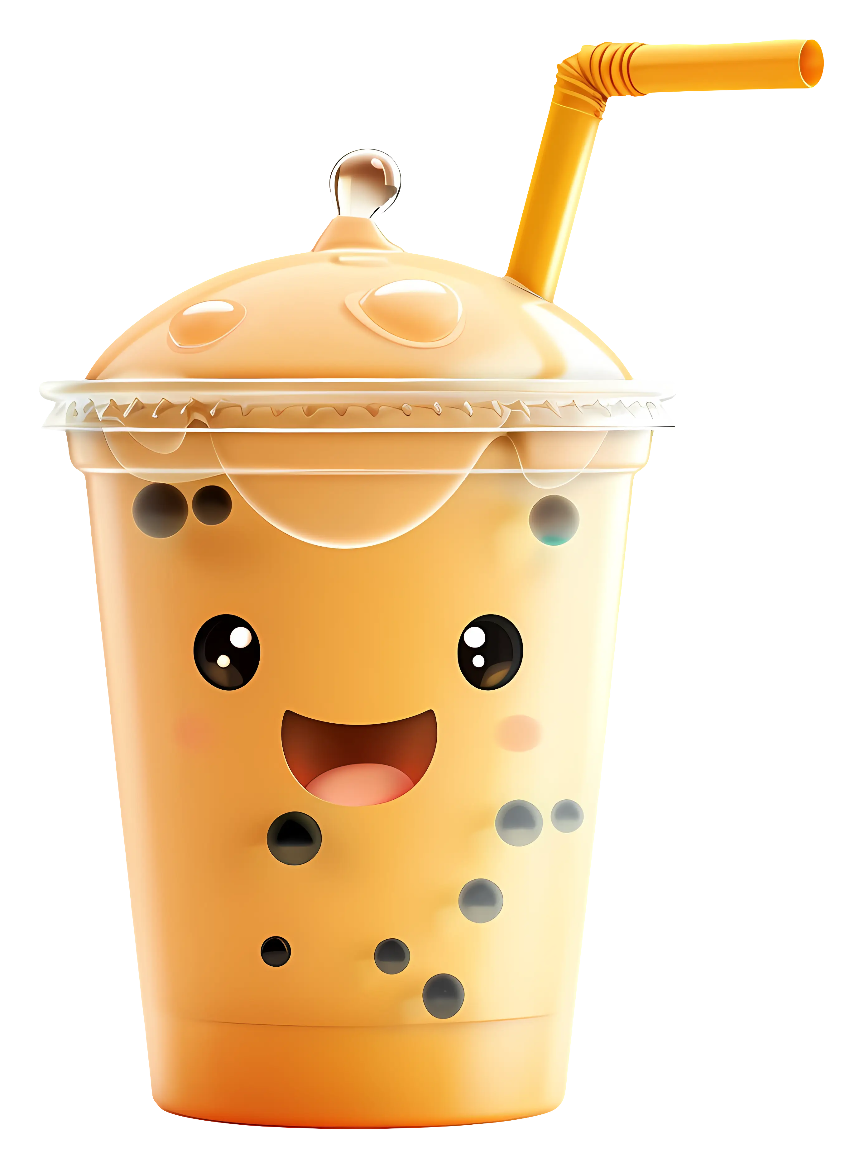 Adorable Cartoon Bubble Tea with Straw
