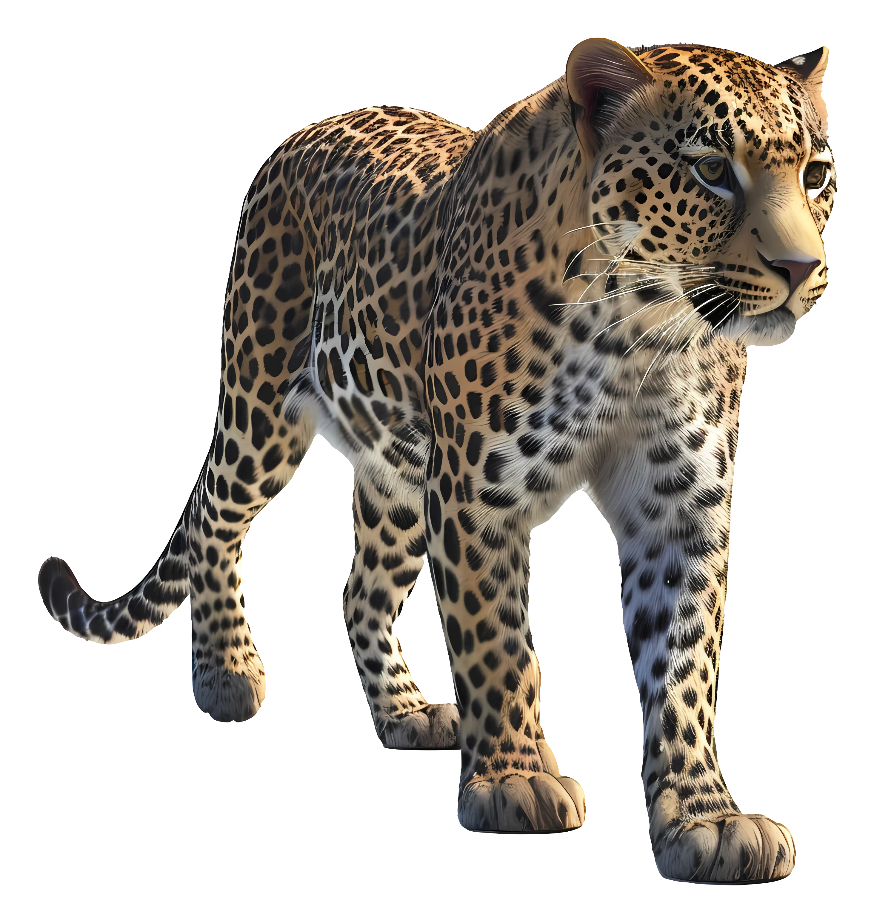 Realistic Illustration of a Walking Leopard