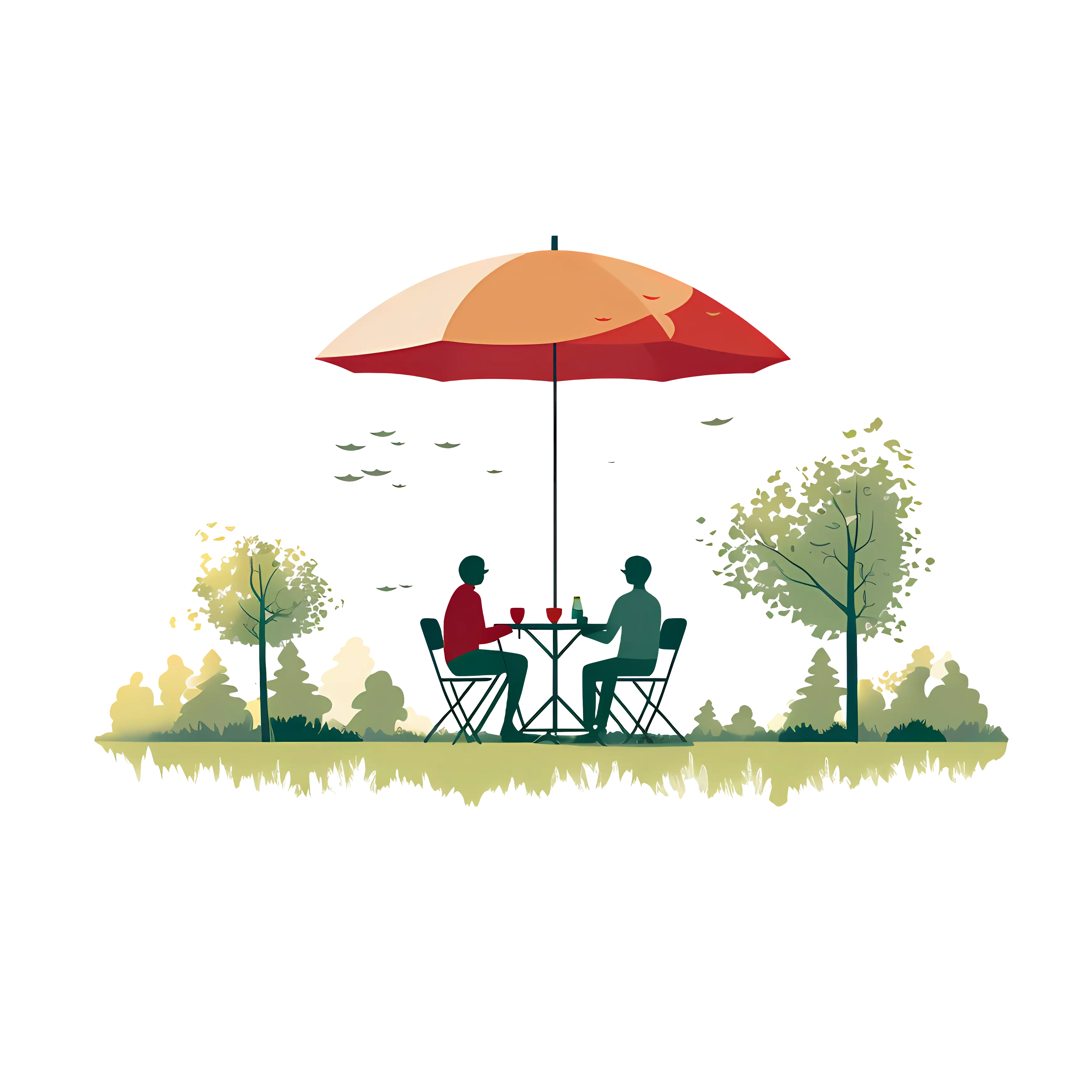 People Dining Outdoors Under an Umbrella