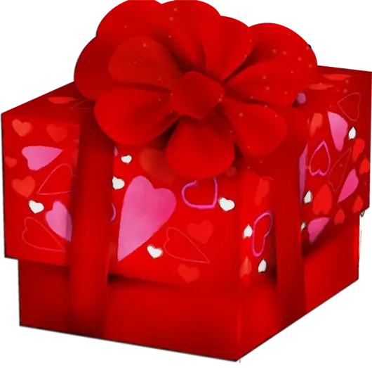 Red Gift Box with Hearts for Valentine&#039;s Day