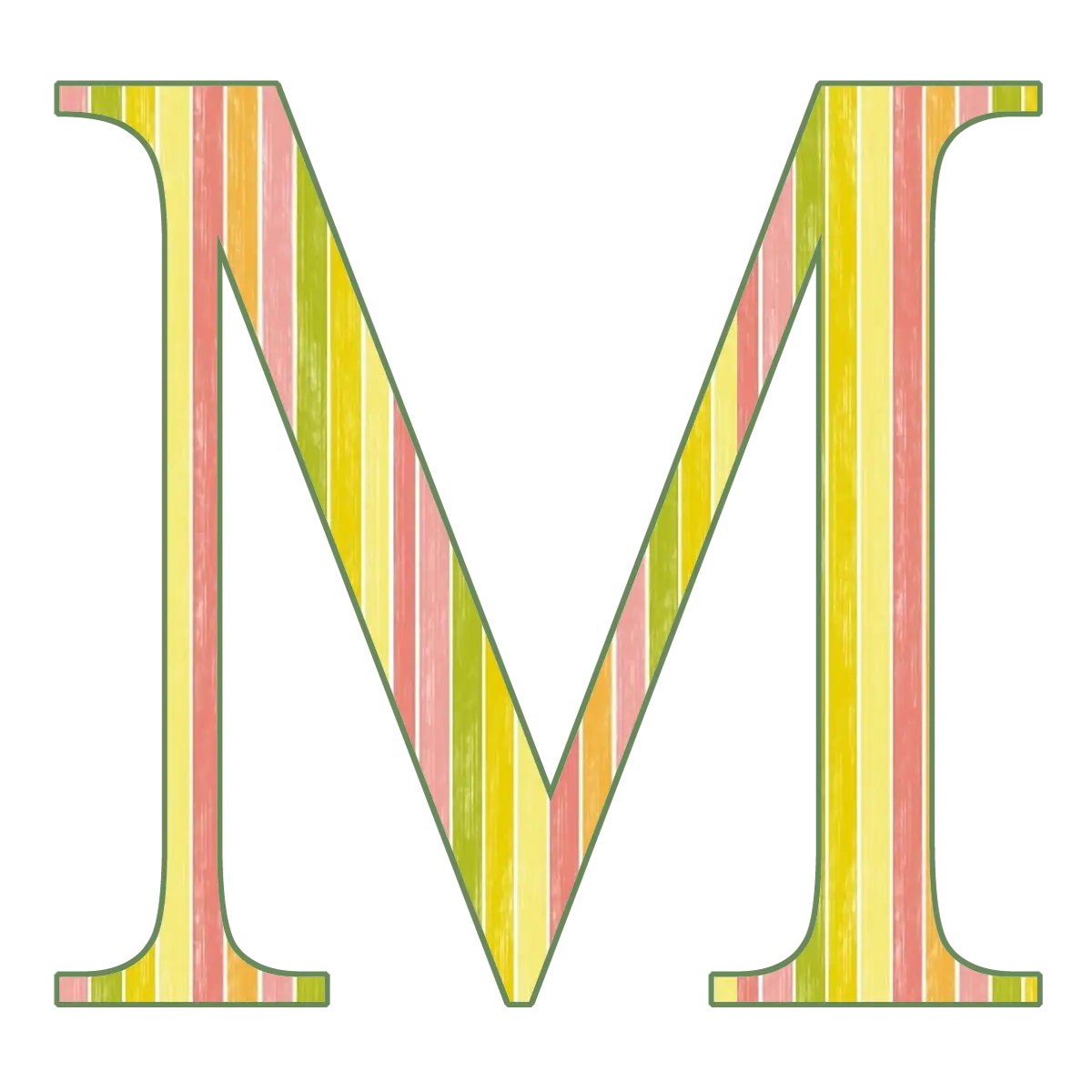 Colorful Striped Letter M