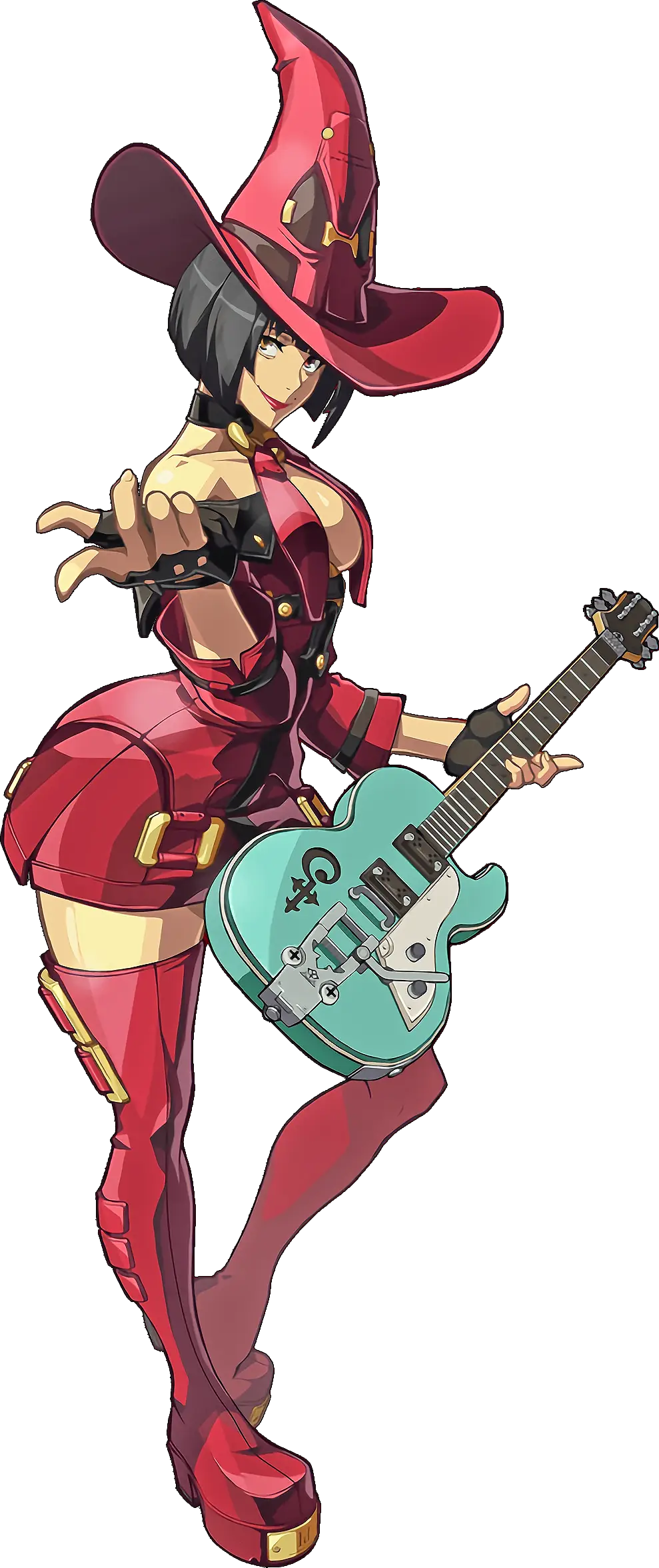 Animated Red Witch with Electric Guitar