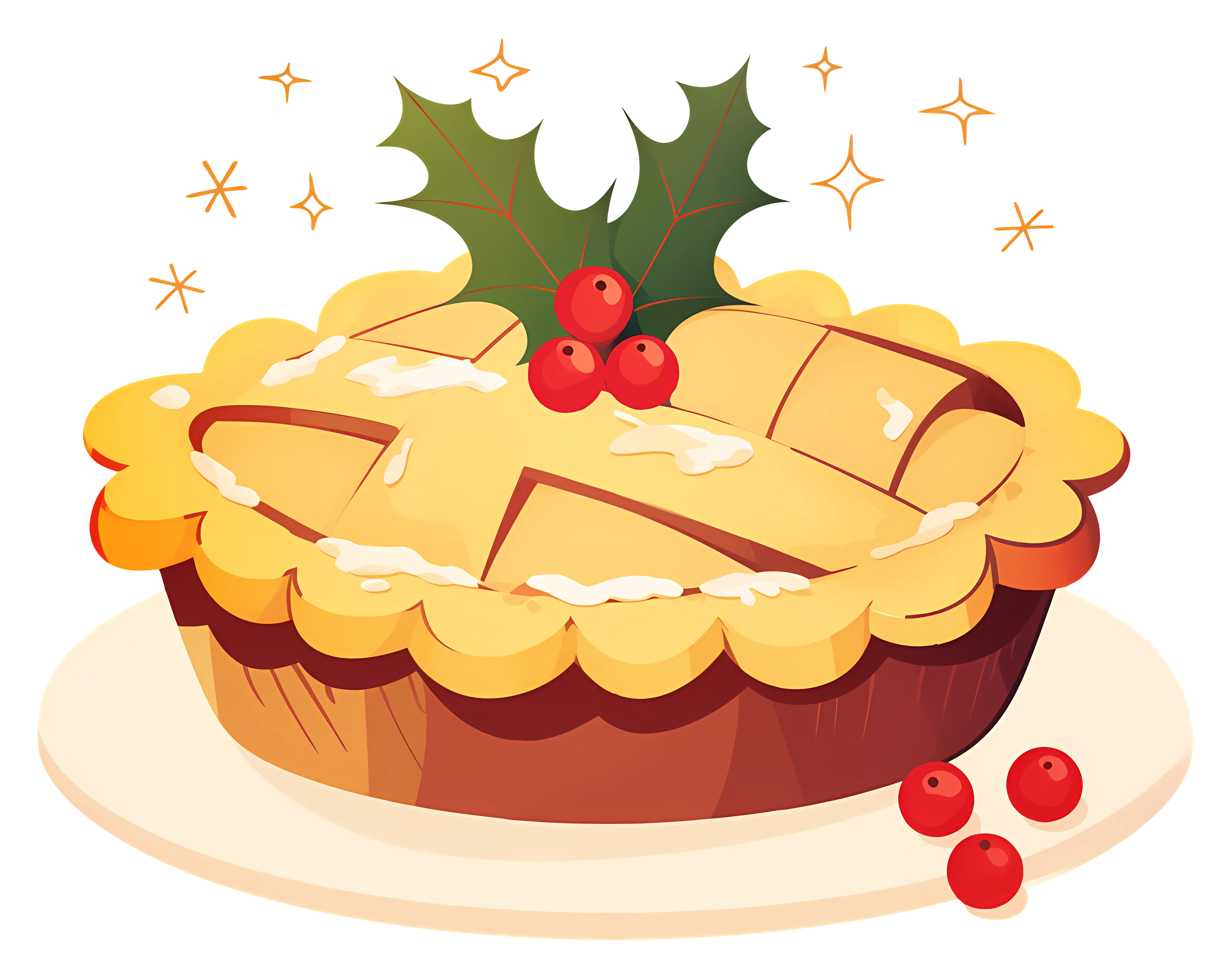 Pie with Holly and Berries