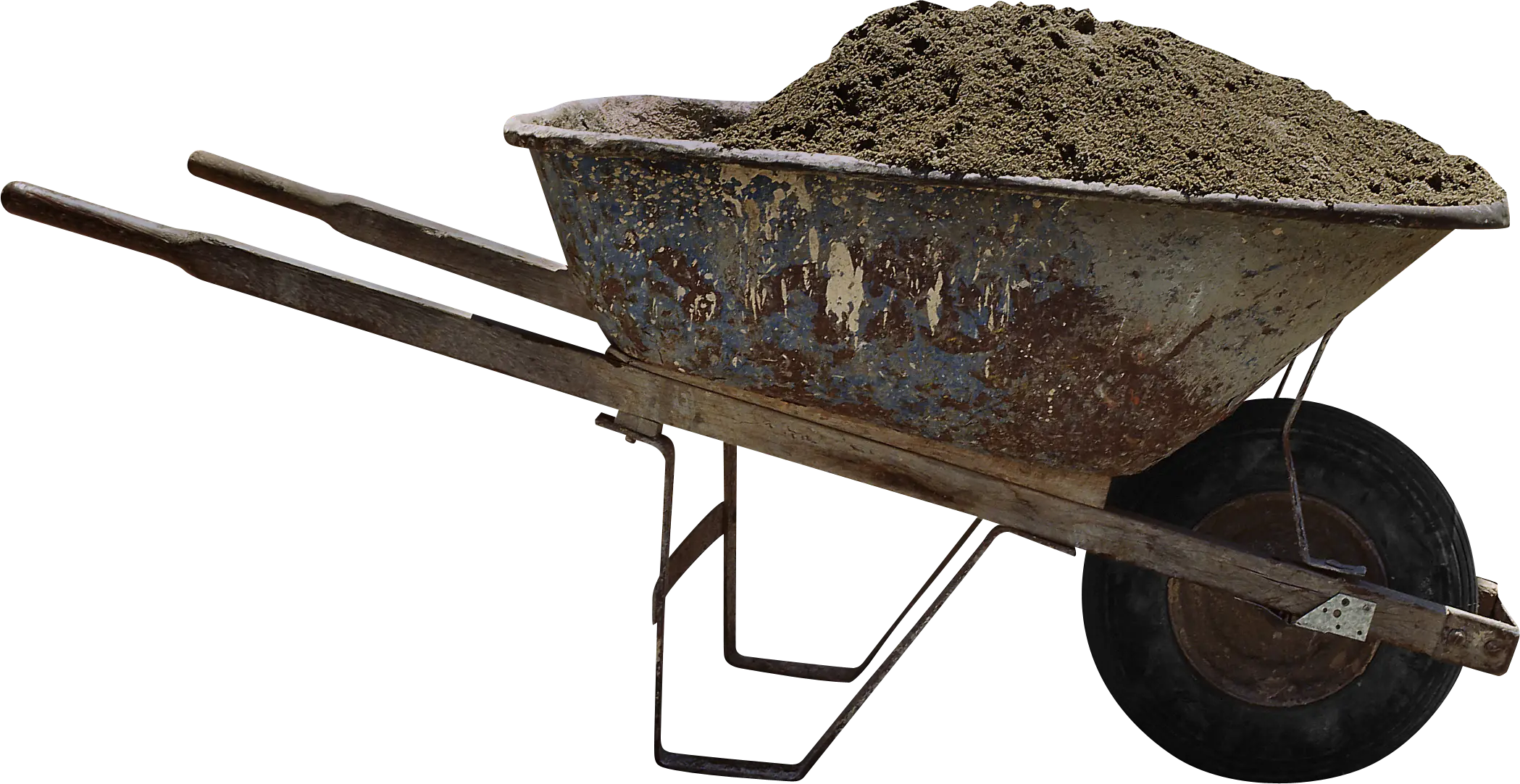 Rusty Wheelbarrow with Sand
