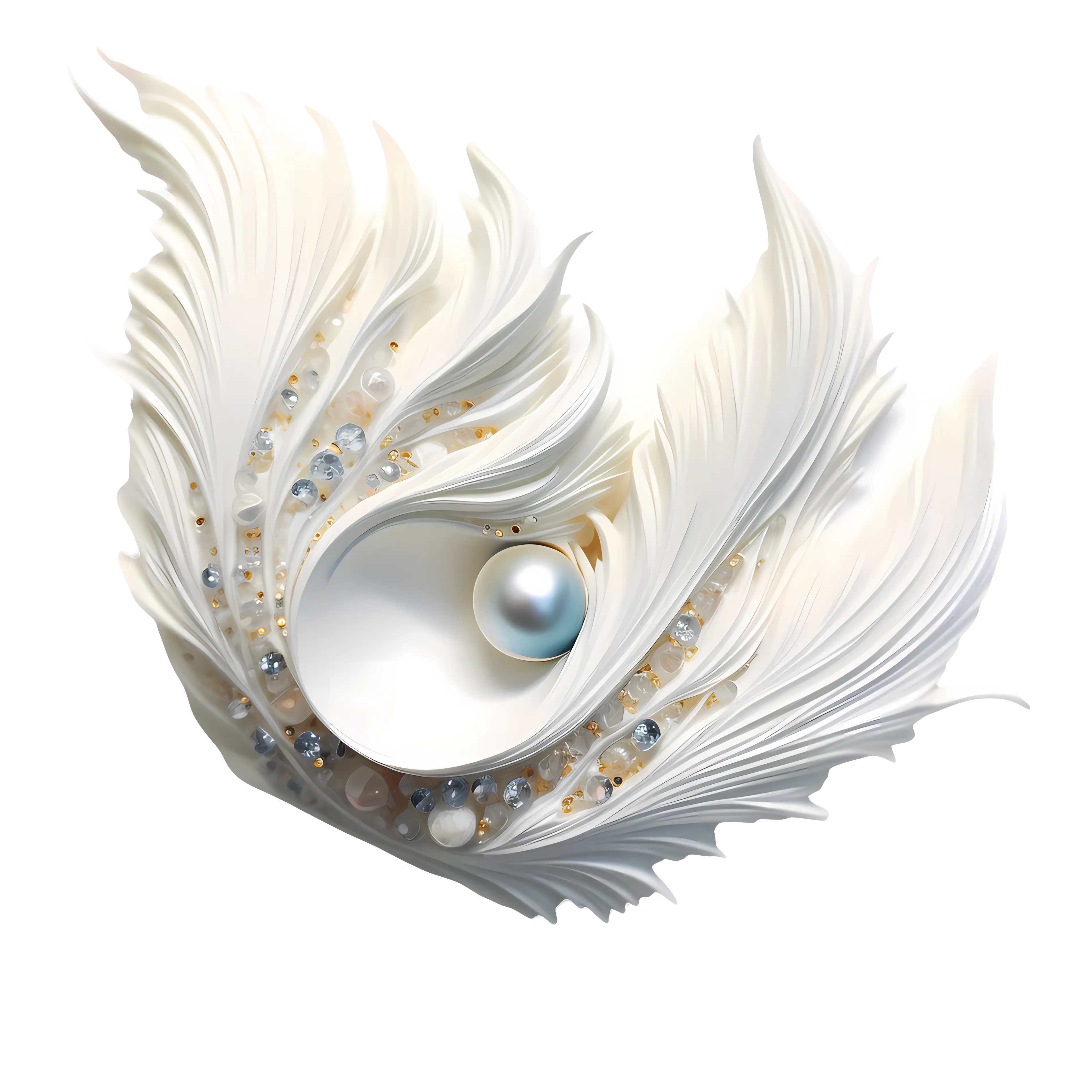 Elegant Feather with Pearl