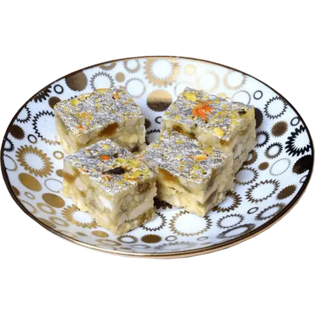 Traditional Dessert on Patterned Plate