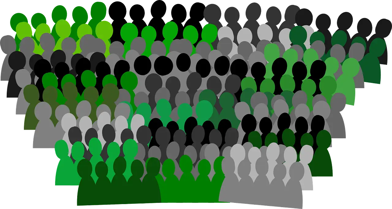 Abstract Green and Grey Crowd Illustration