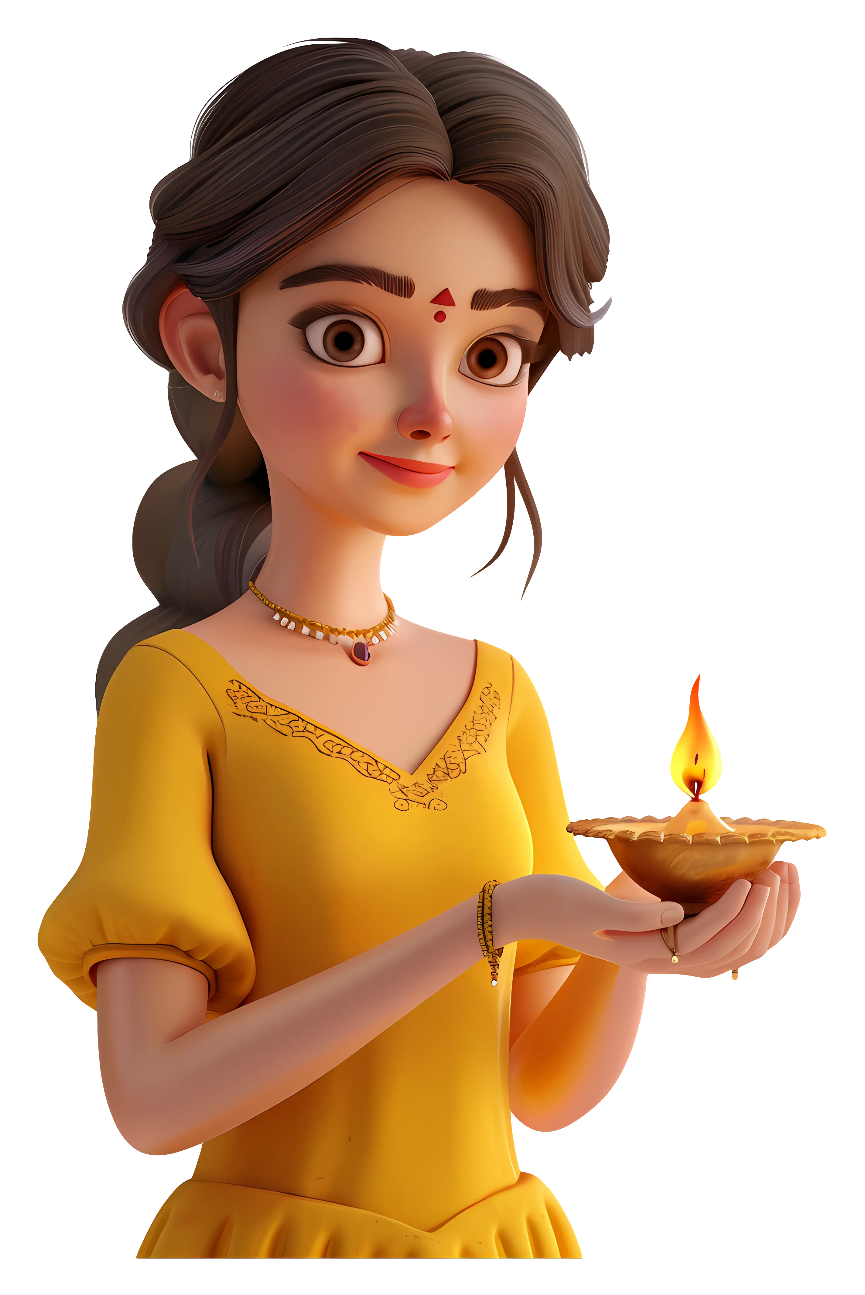 Girl Holding a Traditional Lamp