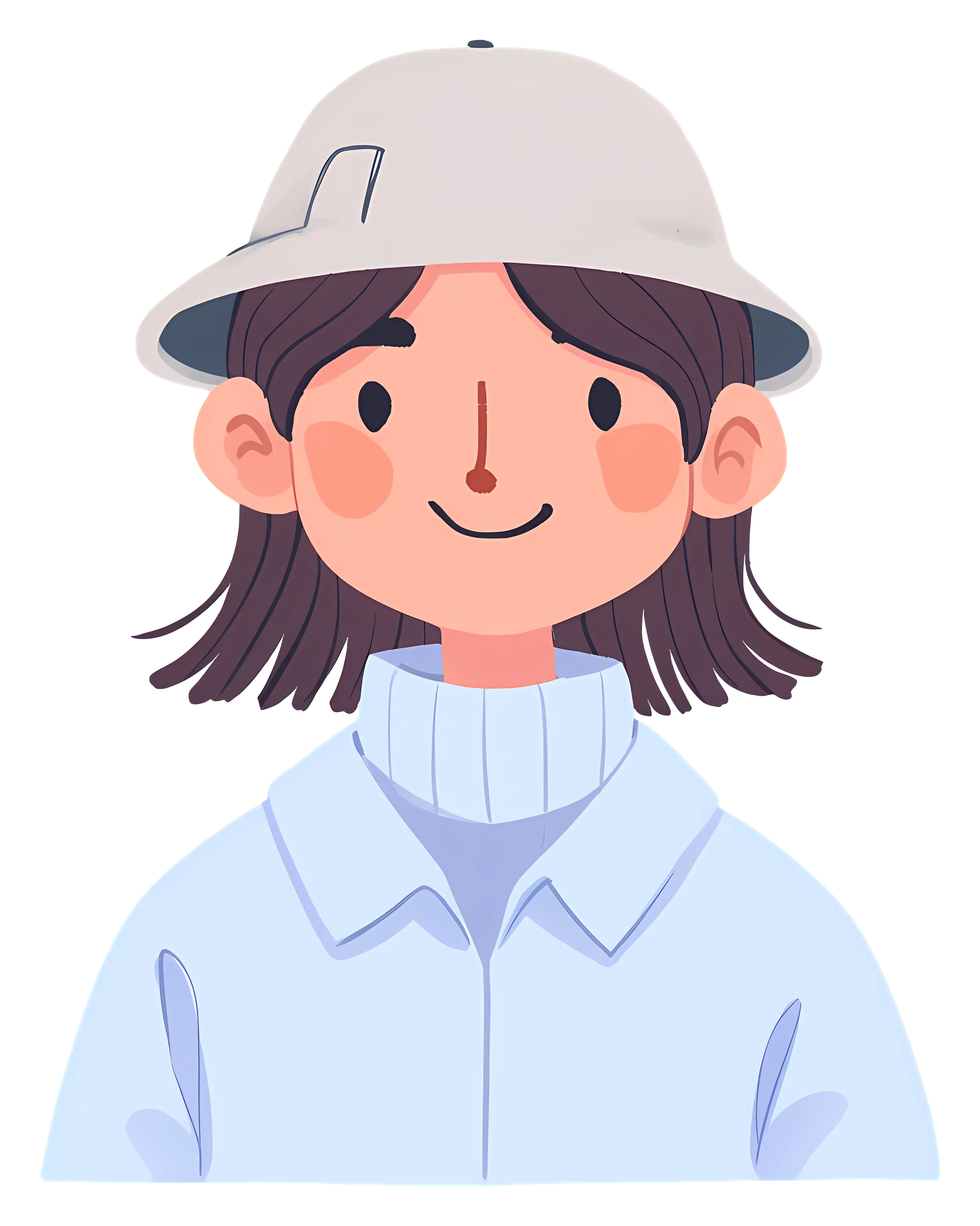 Cartoon Girl with Hat and Smile