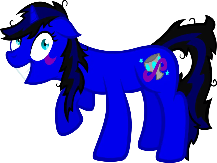 Blue Cartoon Pony with Black Mane