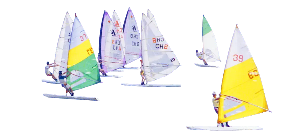 Colorful Sailboats in Competition