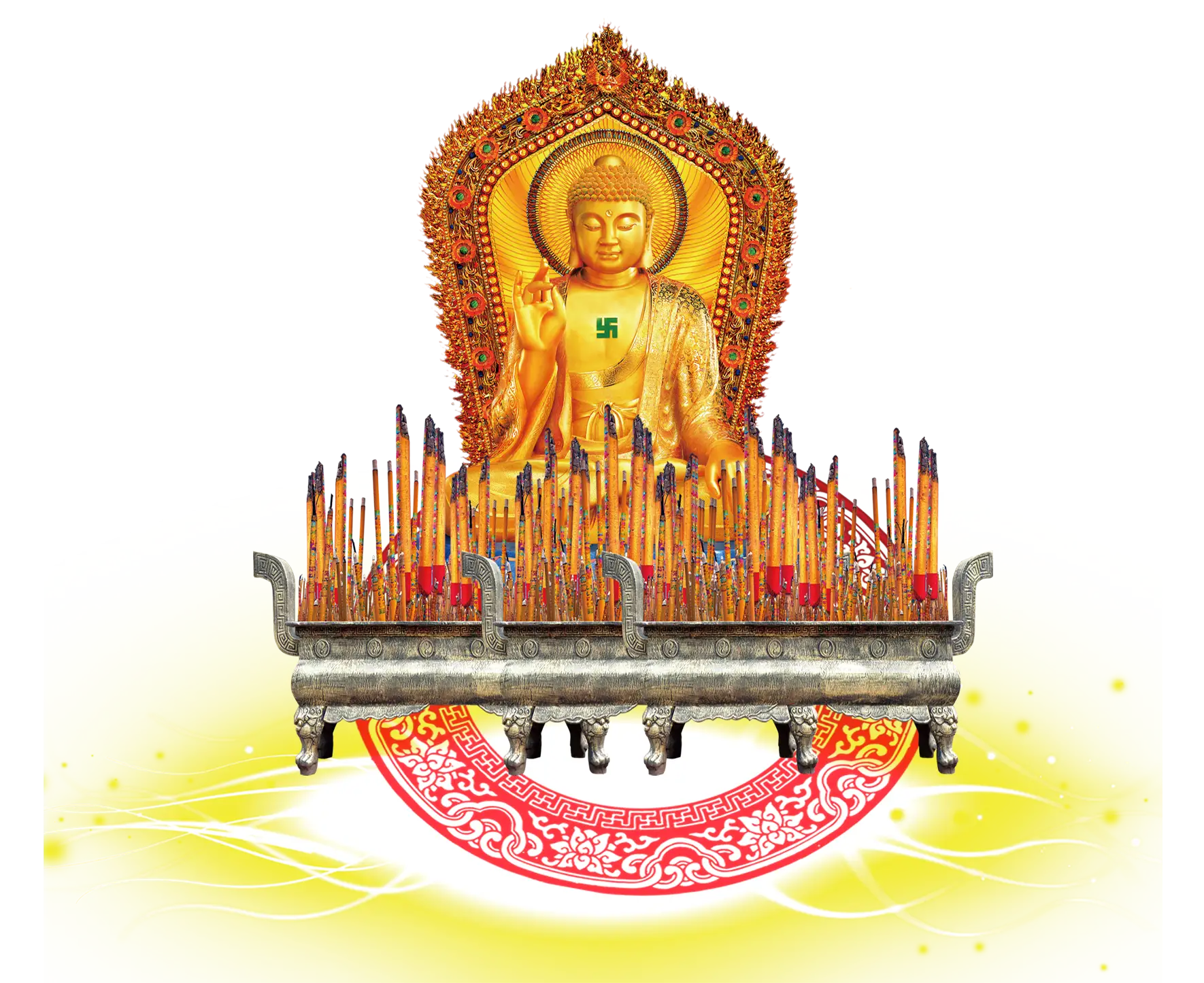 Golden Buddha Altar with Candles