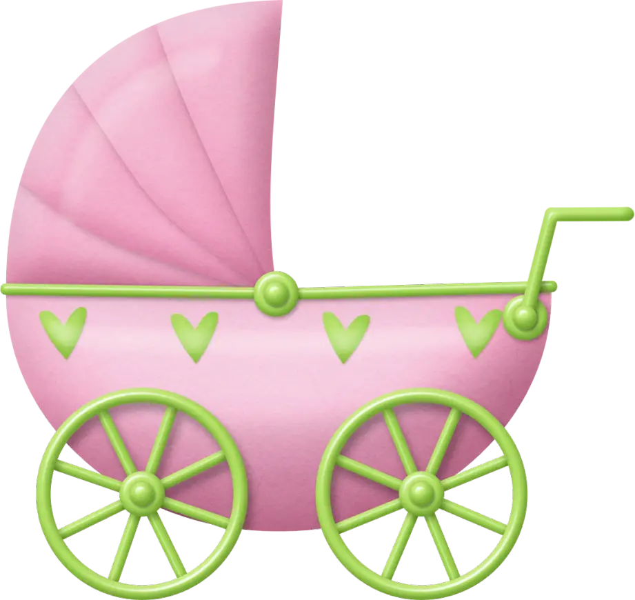 Pink Baby Stroller with Hearts