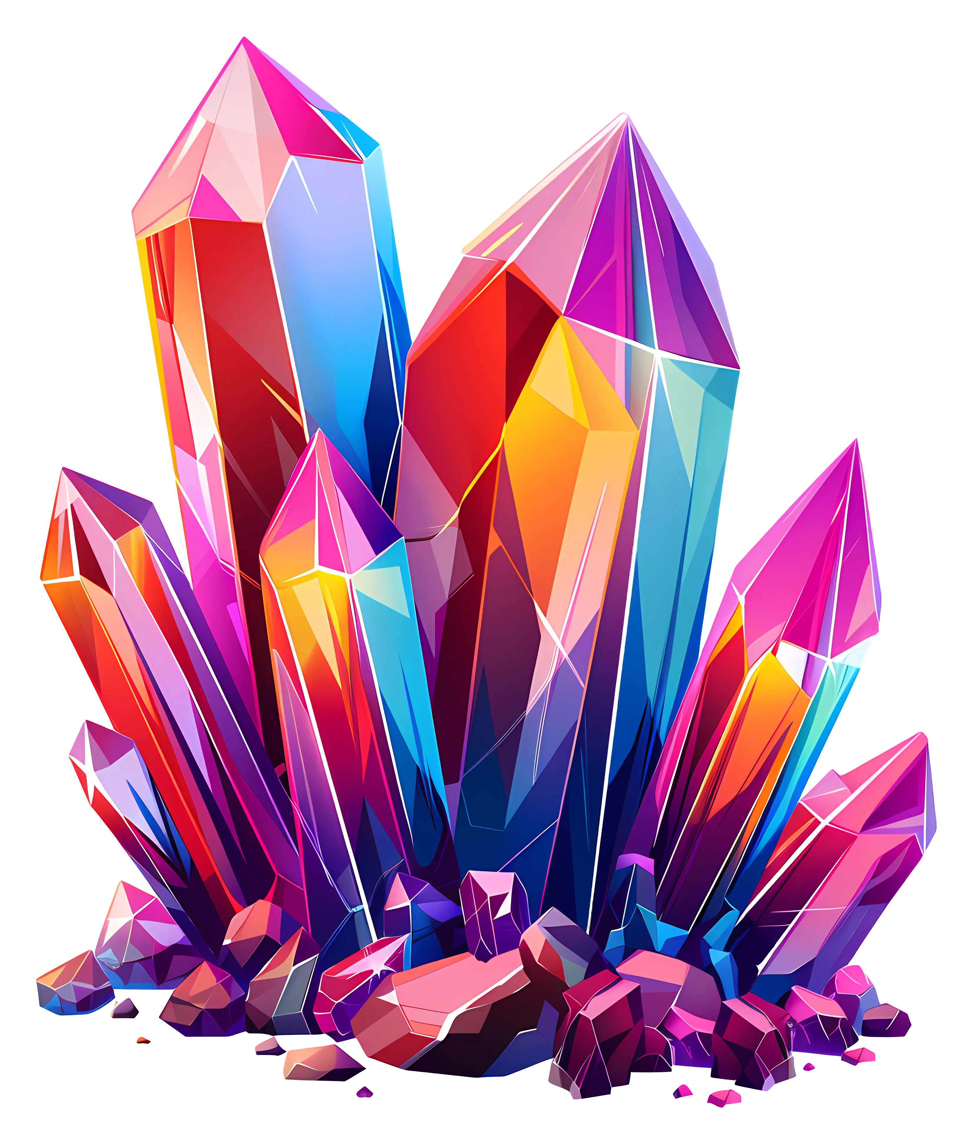 Colorful Crystal Cluster with Vibrant Shades