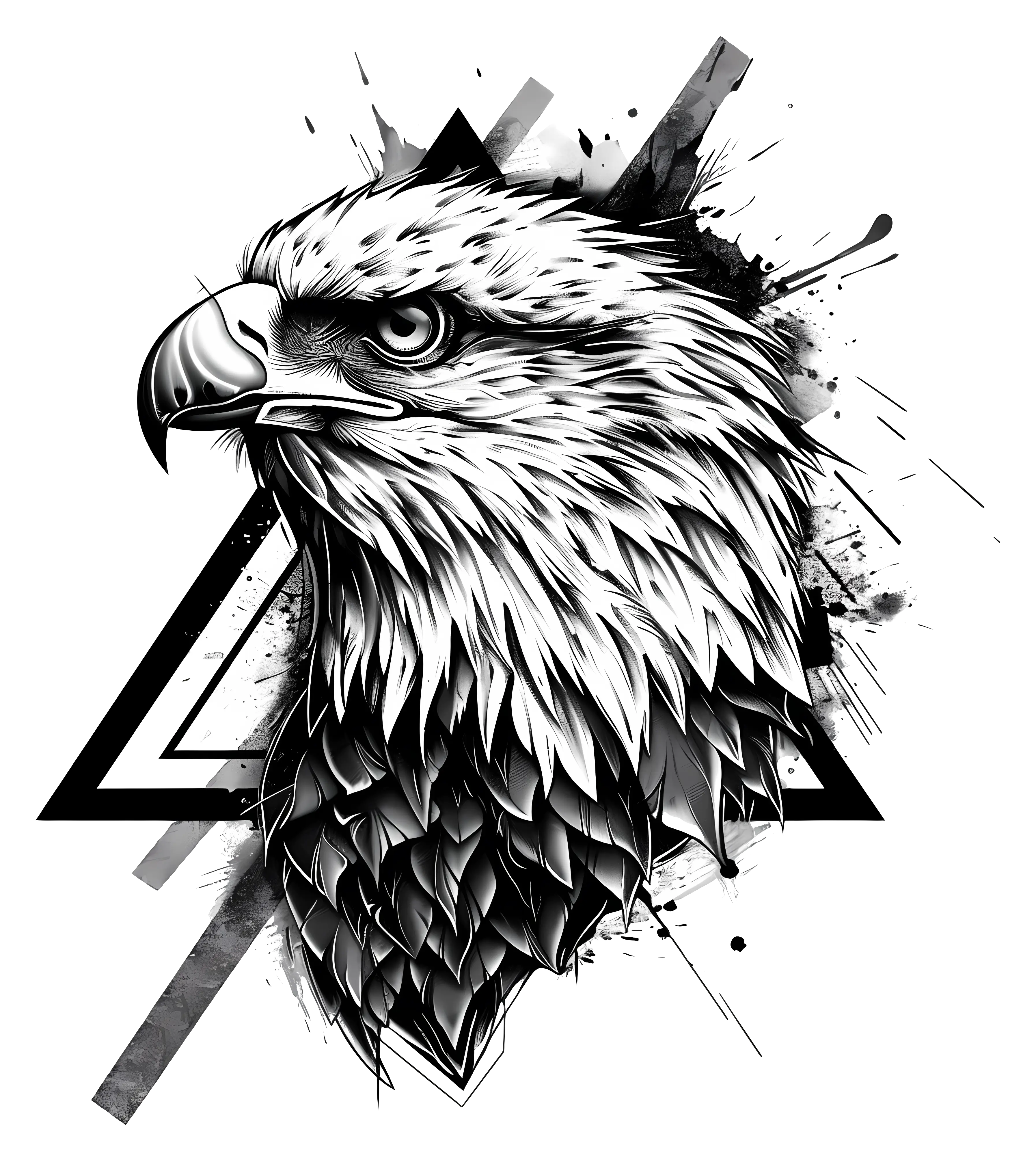 Artistic Black and White Eagle Head