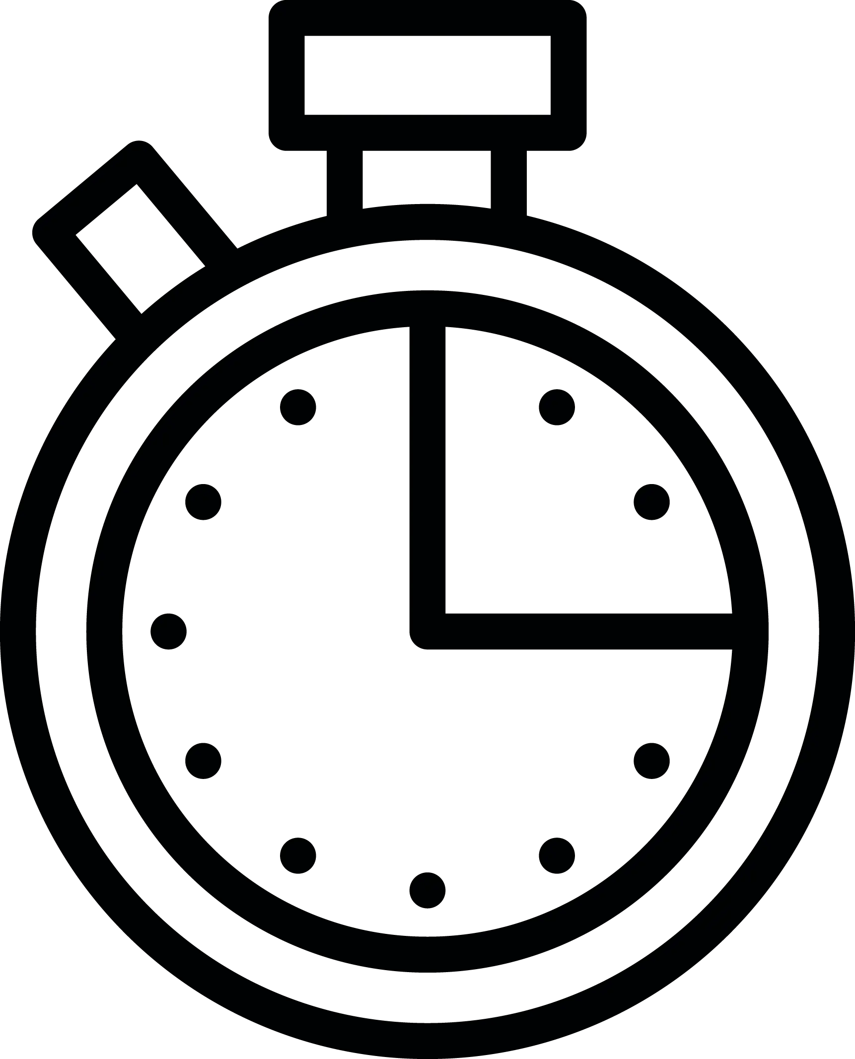 Minimalist stopwatch icon in black and white
