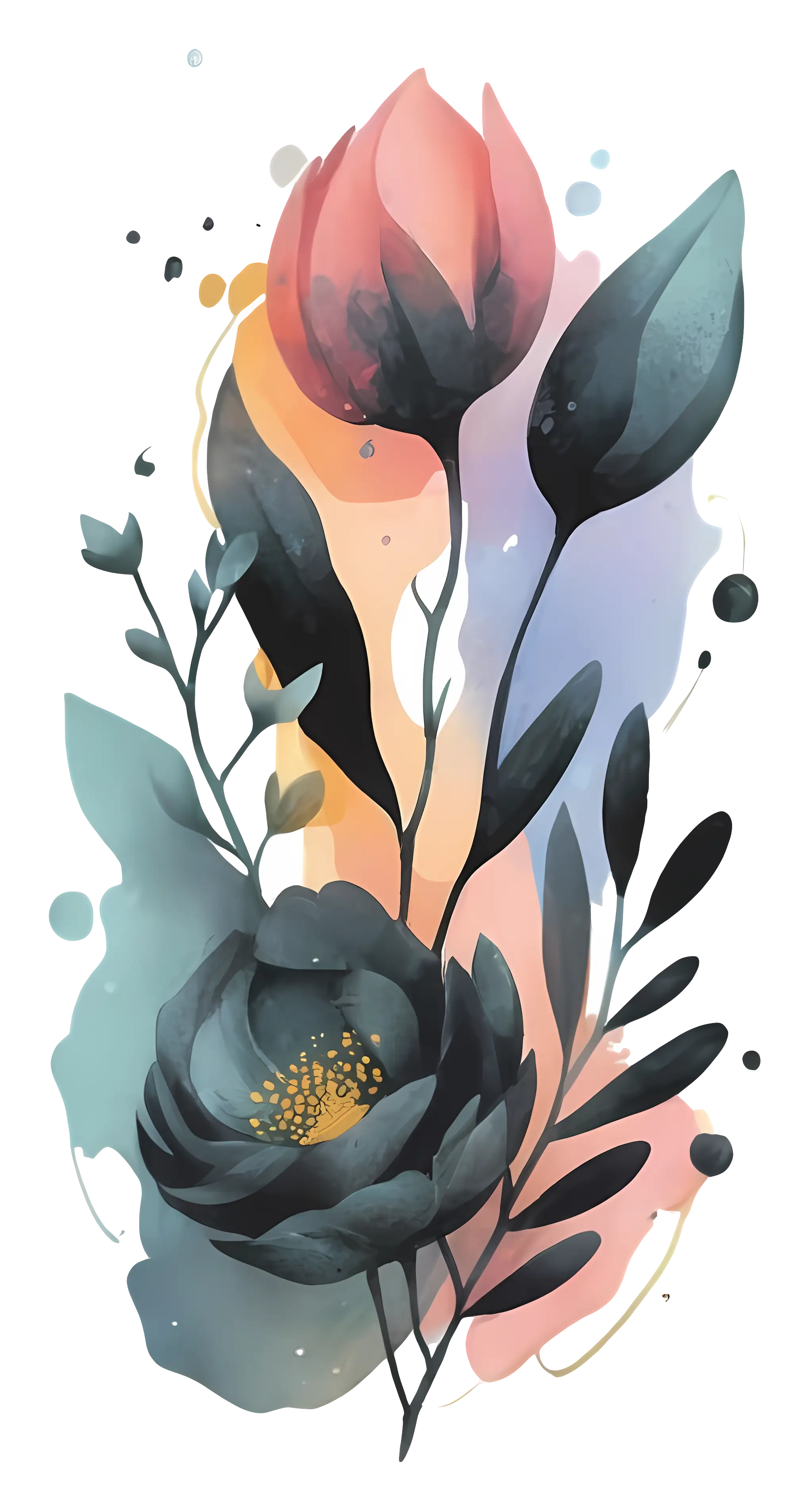 Watercolor Floral Artwork with Vibrant Tones