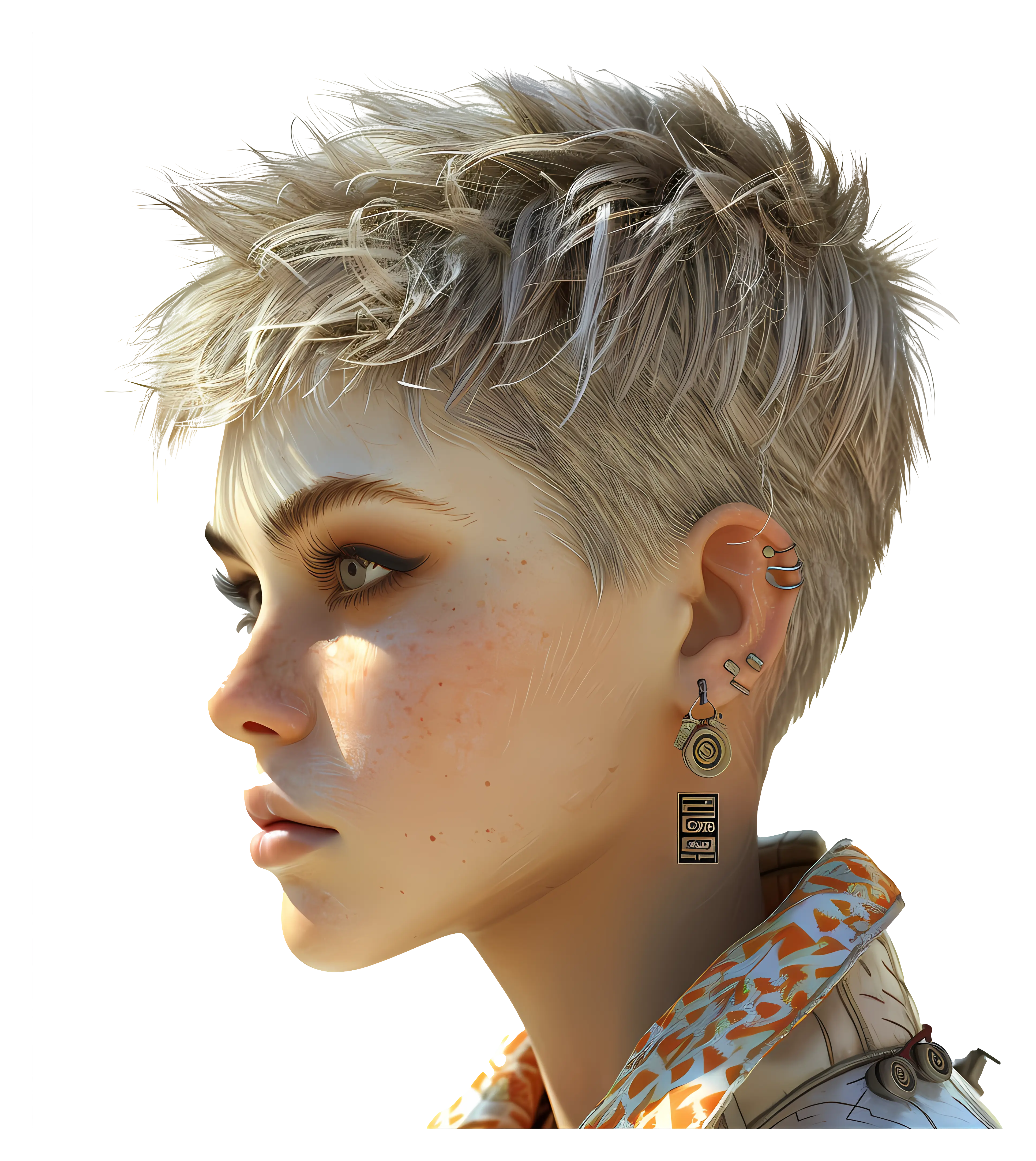 Short Haired Person in Profile View