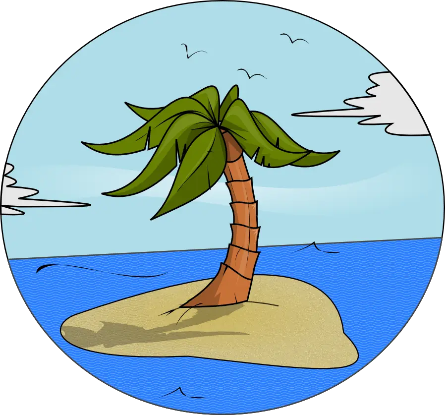 Palm Tree on a Small Island in the Sea