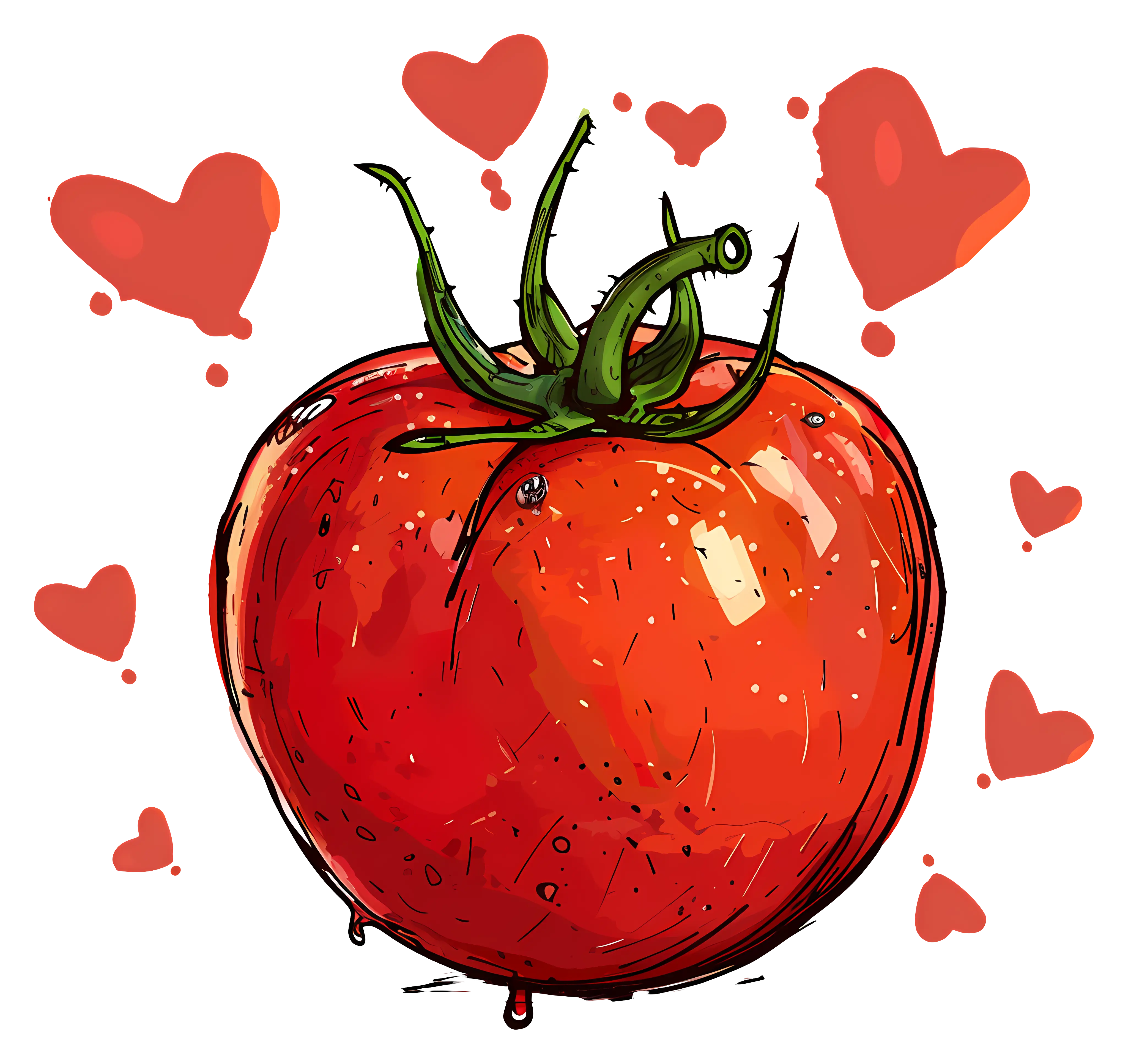 Cartoon Tomato with Hearts