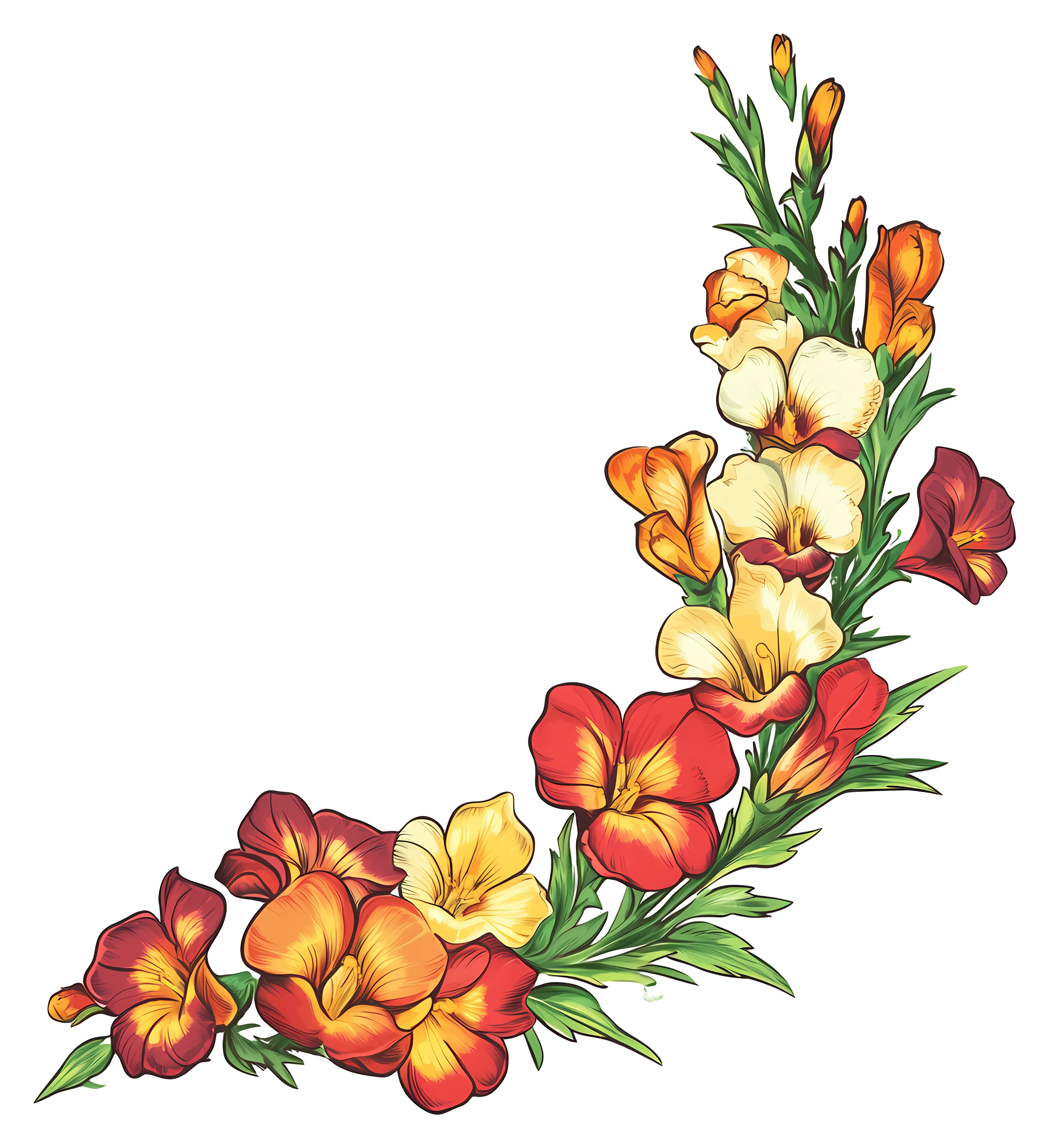 Colorful Flower Garland with Orange and Yellow Blooms
