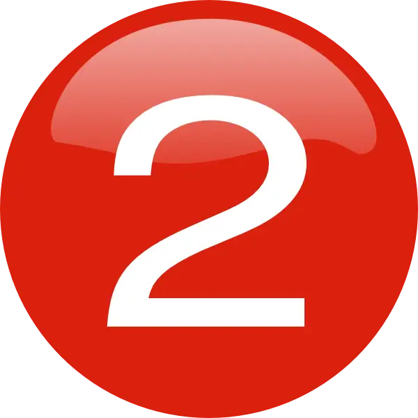 Red Number 2 Icon in Circle