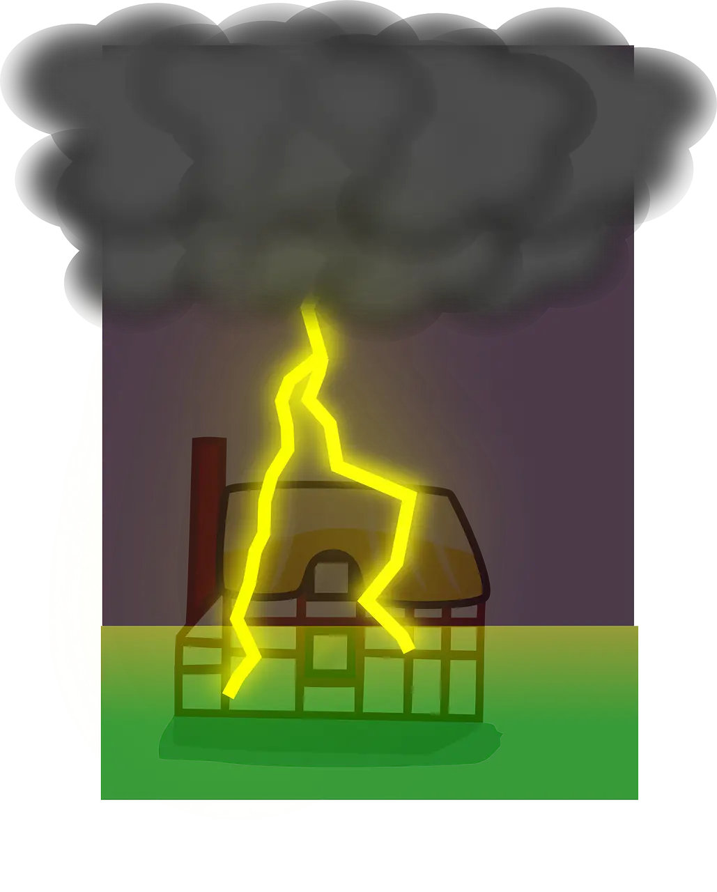 Lightning Striking a House