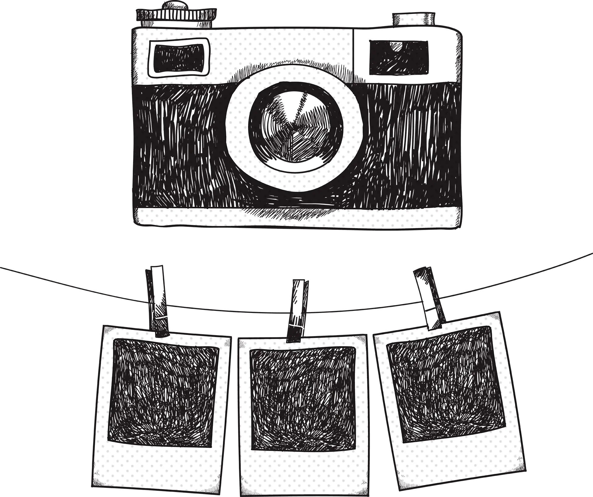 Vintage Camera with Hanging Photos