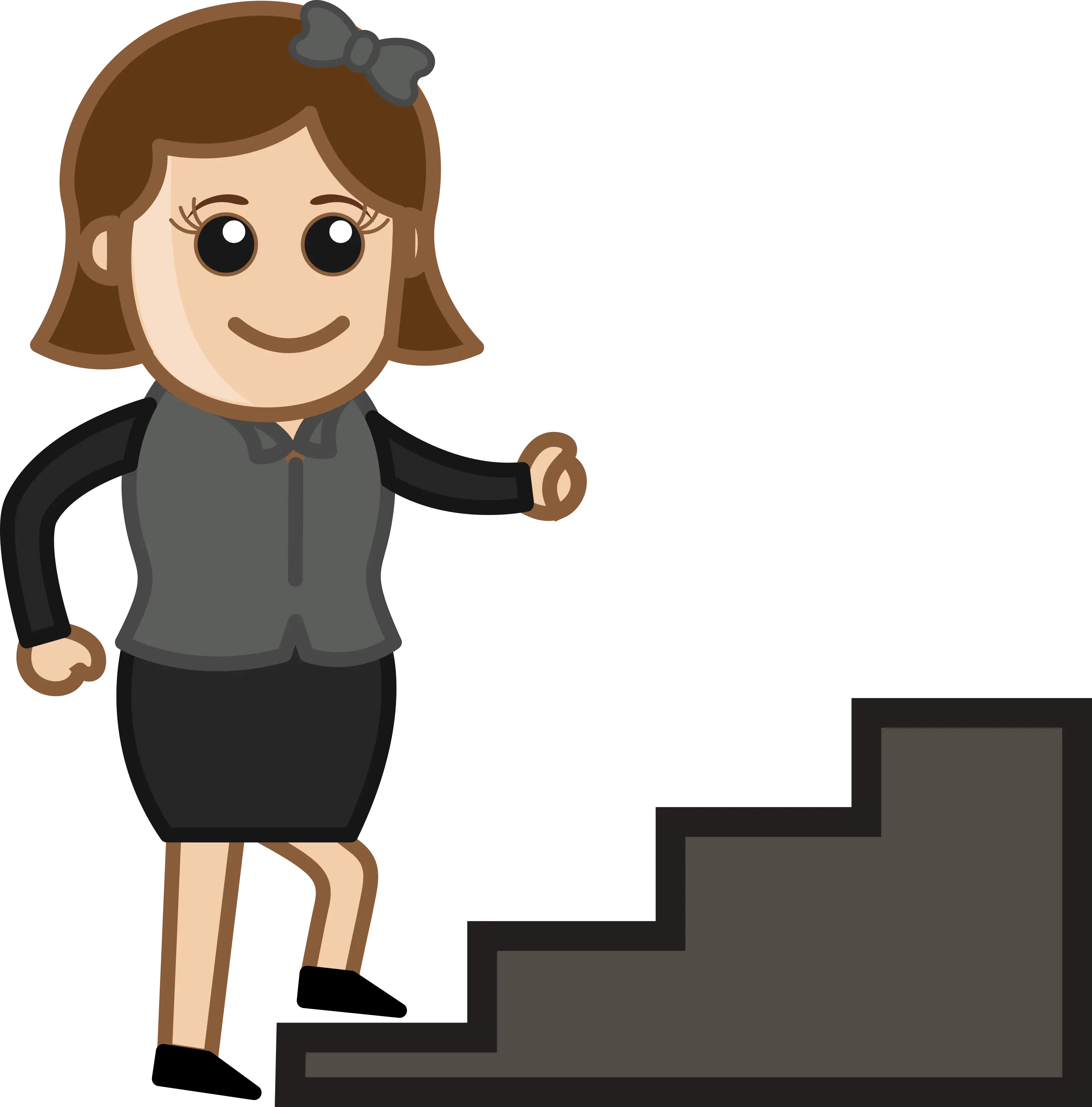 Businesswoman Climbing Stairs in Professional Attire