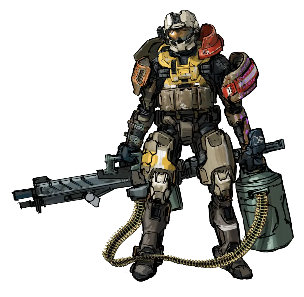 Armored Soldier with Heavy Weapon